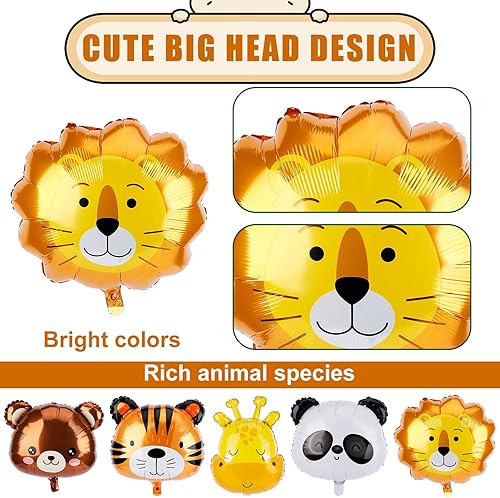 Miniatura 4 de 5 globos de animales de safari en la selva, lindo tema de selva, suministros de fiesta de zoológico, globos de cabeza de animal, jirafa, león,