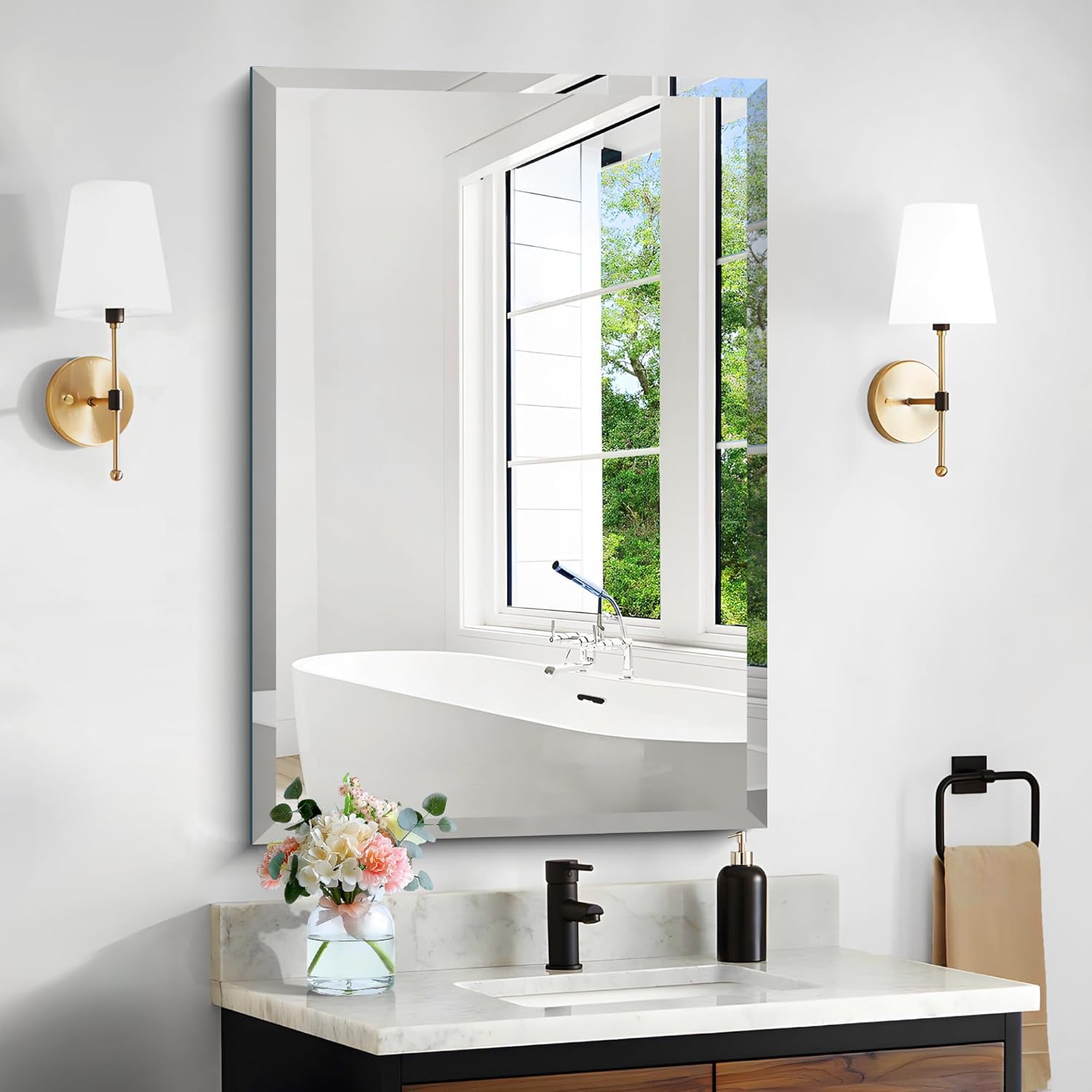 Creative Arts n Frames 5mm Medium Size 15x21 Beveled Smooth Edges Frameless Rectangular Wall Mount HD Mirror Home Decor Items (15x21 inch Beveled, Medium)