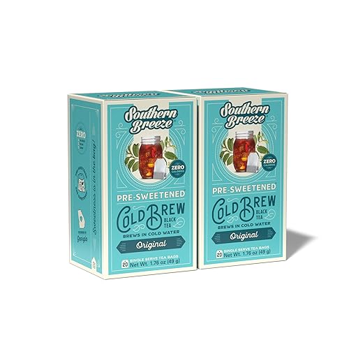 Southern Breeze Cold Brew Sweet Tea Té helado original con té negro y cero carbohidratos, cero azúcar, 20 bolsas de té envueltas individualmente
