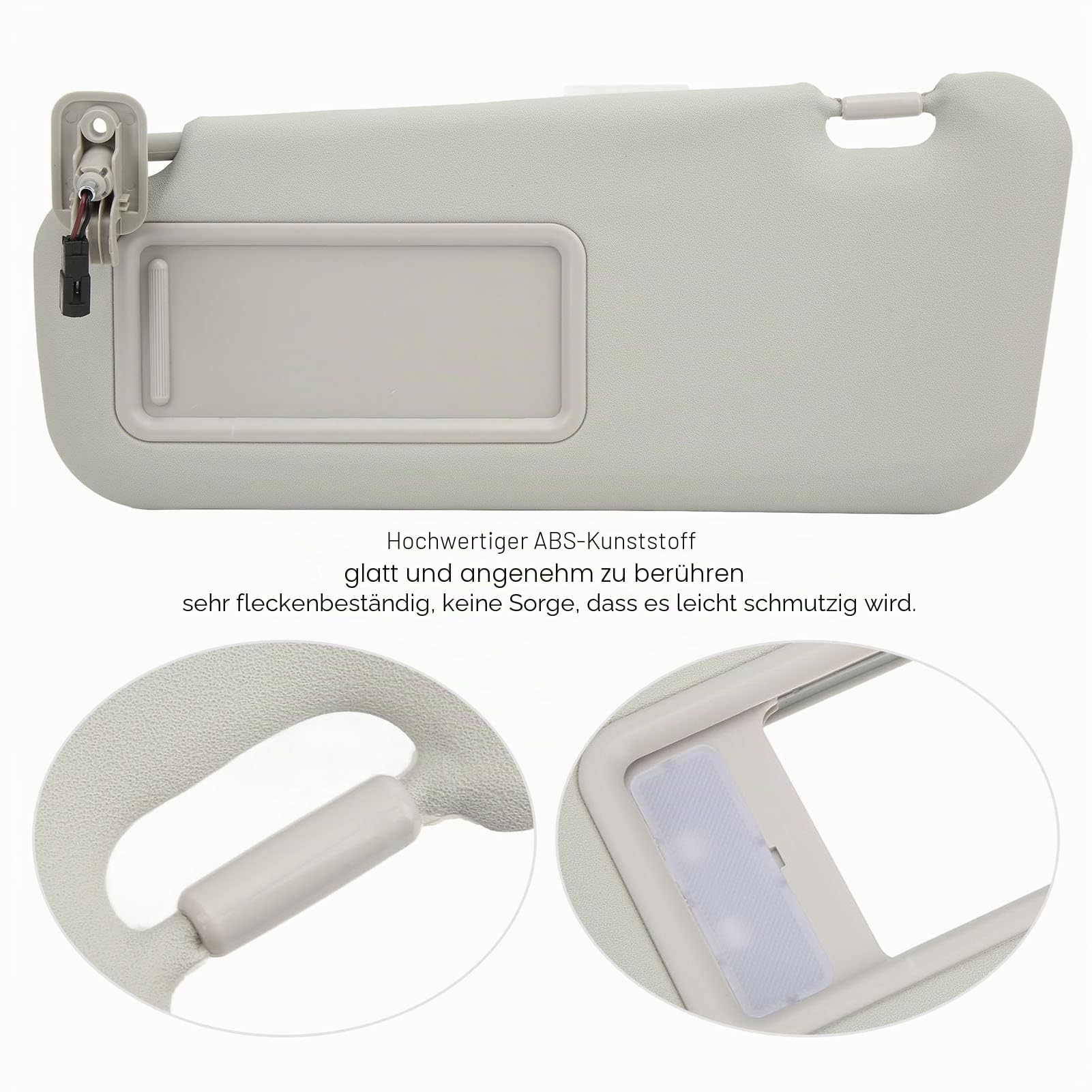 Sonnenblende Fahrerseite Links, Sonnenblende Vorne Links, Kompletter Montagesatz mit Spiegel, Kompatibel mit Mazda 3 Hatchback 2010–2013, BBM2 69 320C 75 Ersatzteil