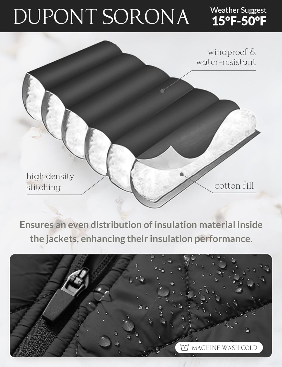 baleaf Women's Quilted Jackets Golf Winter Lightweight Warm Stand Collar Water Resistant Puffer Jacket 4 Pockets - Image 4