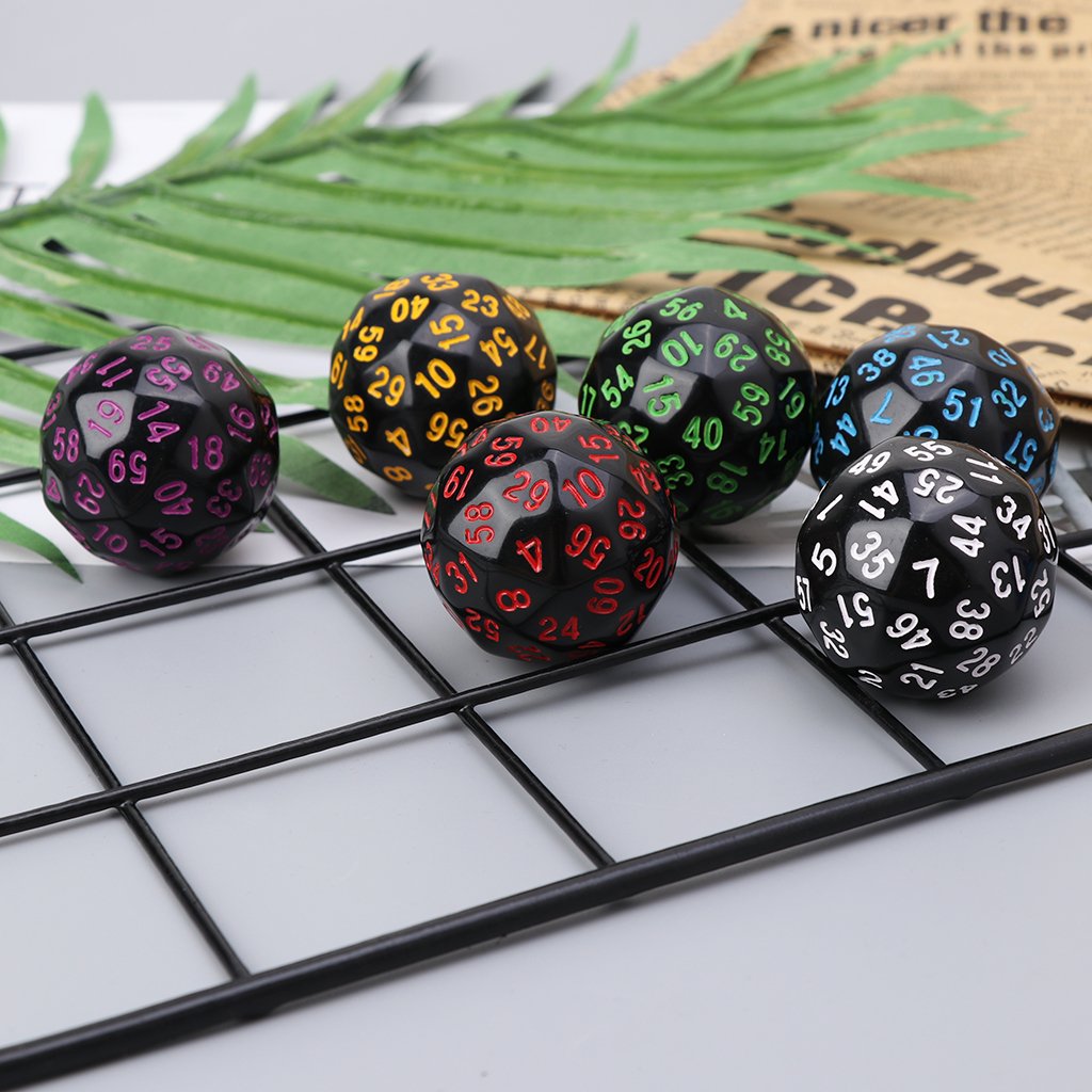 OVERTOYOU Juego de 6 dados poliédricos D60 de 60 caras para juegos de mesa de juegos de mesa de casino RPG