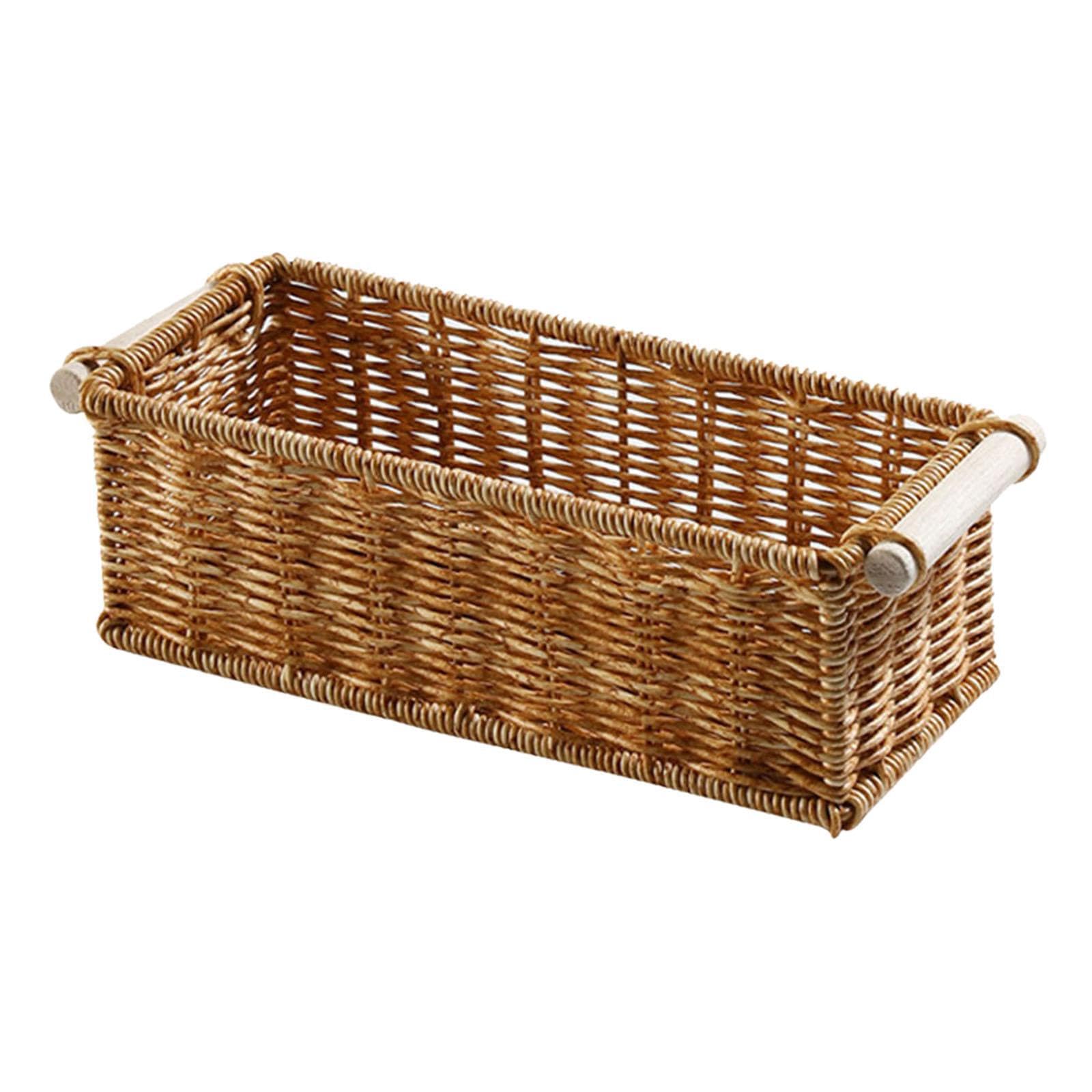 QUILSTM Efficient Long Narrow Hand Towel Storage Basket Compelling Wicker Baskets Must Have Organizer For Home Usage Rattan Bathroom Vanity Trays Toilet Tank Baskets, S