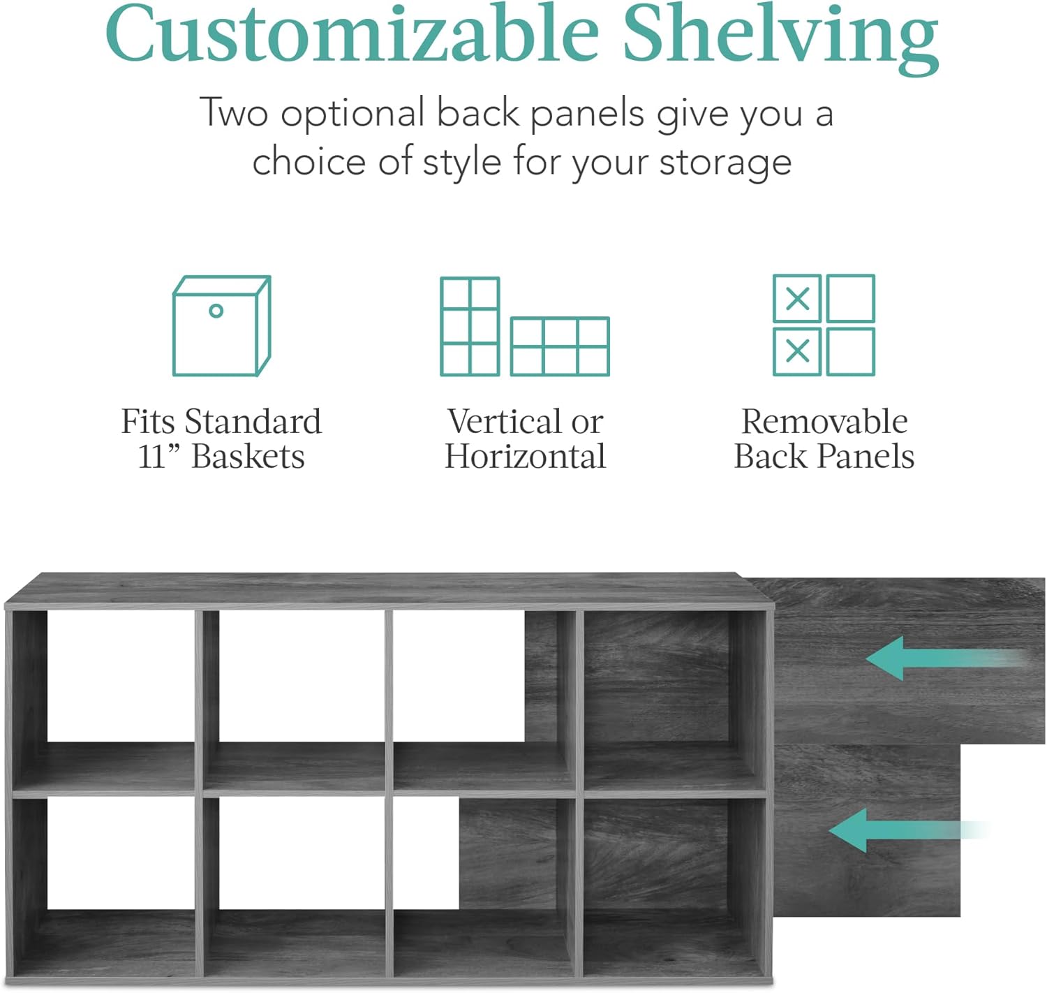 Image showing the customizable shelving options with removable back panels