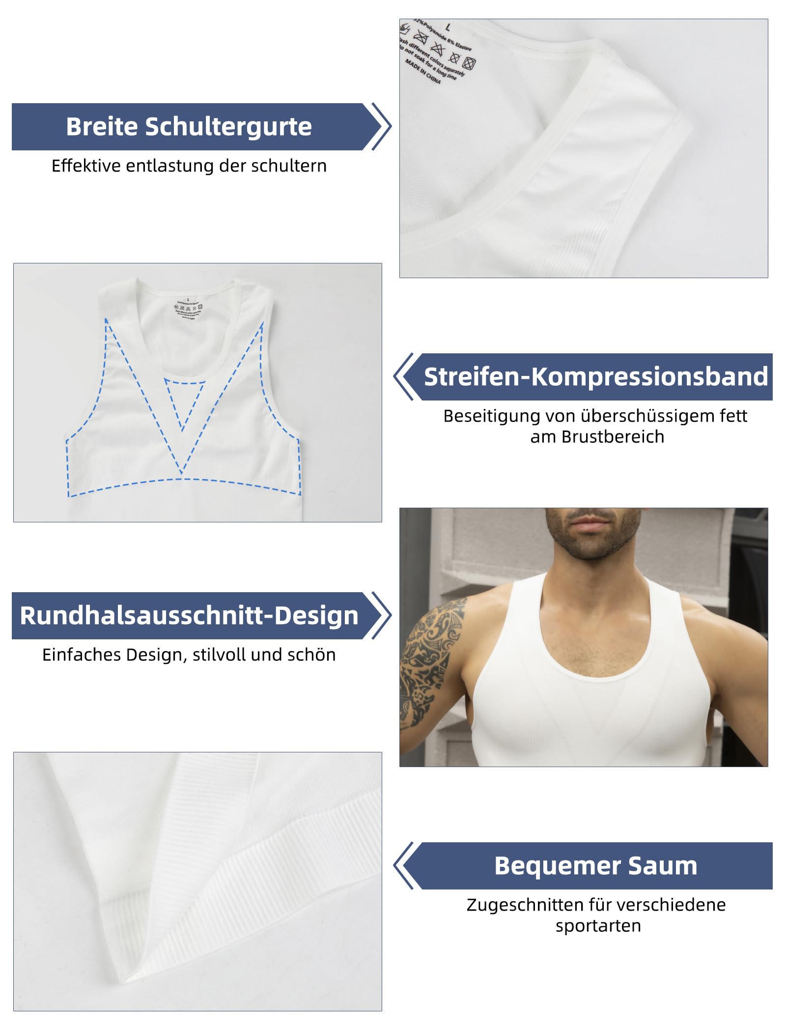MISS MOLY Shapewear Tank Top Herren Kompressionsshirt Nahtloses Bauchweg Unterhemd Herren Taillenformer Body-Shaper Männer Ärmellos Bauch Top Weste