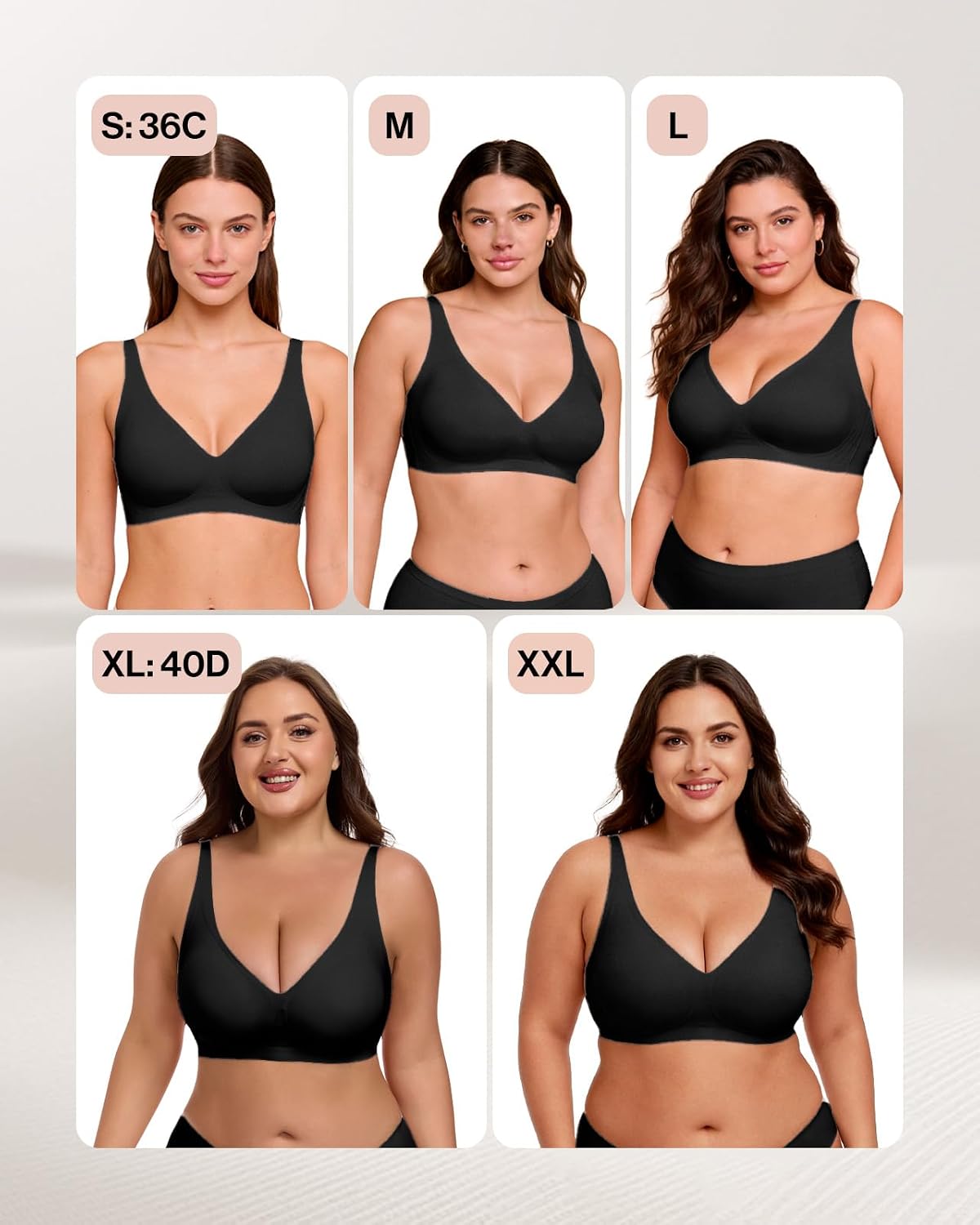 Ubras Womens Wireless Bra Deep V Supportive Lift Bra Seamless Comfort Soft No Underwire Everyday Bra