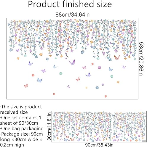 Miniatura 9 de Calcomanías de pared de flores blancas para sala de estar, dormitorio, habitación de bebé, hija, Roon, calcomanías de pared autoadhesivas para pared