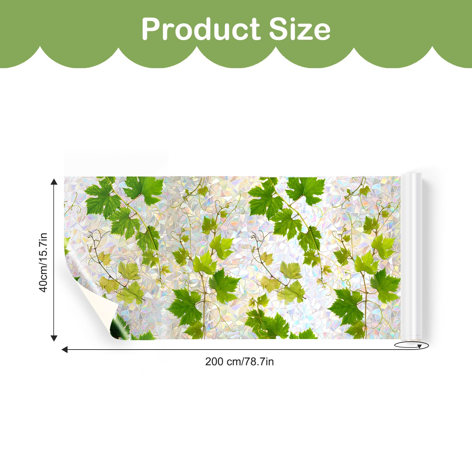 Tanlaby Pellicola per Finestre Arcobaleno Piante Foglie Adesivi per Finestre Autoadesive Pellicola Privacy Statici Anti-Collisione Finestra Vetro Porte Decalcomanie, 40x200cm