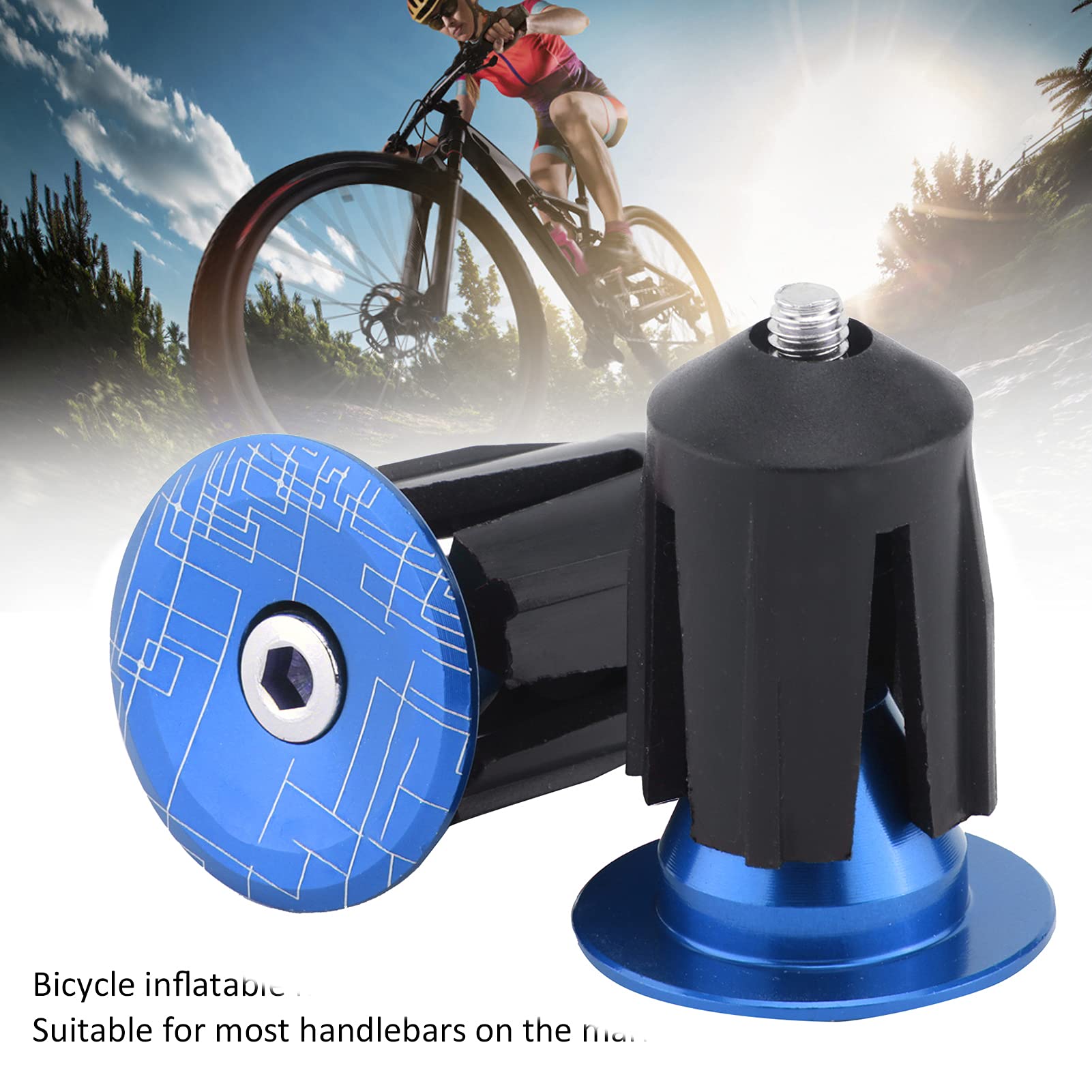 RiToEasysports Tappi per estremità Manubrio per Bicicletta, 2 Pezzi Tappi per Tappi Terminali per Manubrio Bici per Mountain Bike Bici da Strada Bicicletta Pieghevole MTB(Blu)