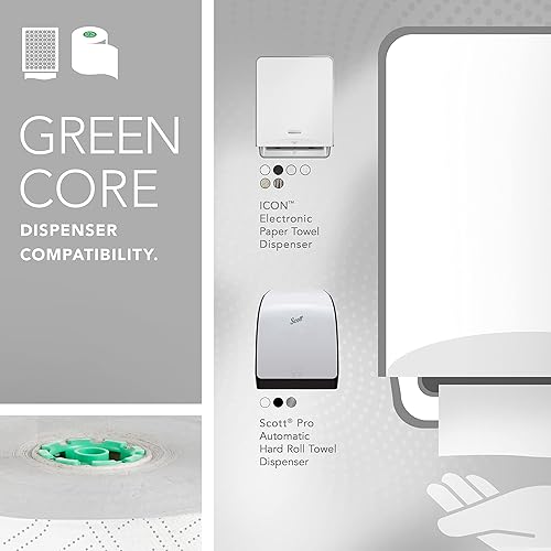 Miniatura 4 de Scott Toallas de papel Pro Hard Roll (25700) con bolsillos de absorción, para dispensador MOD (solo núcleo de color verde), 1150 pies  rollo, 6