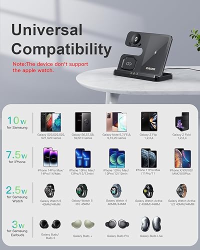 Miniatura 2 de Cargador inalámbrico para estación de carga Samsung y Android Múltiples dispositivos 3 en 1 Soporte de cargador rápido para teléfono Galaxy Z Flip