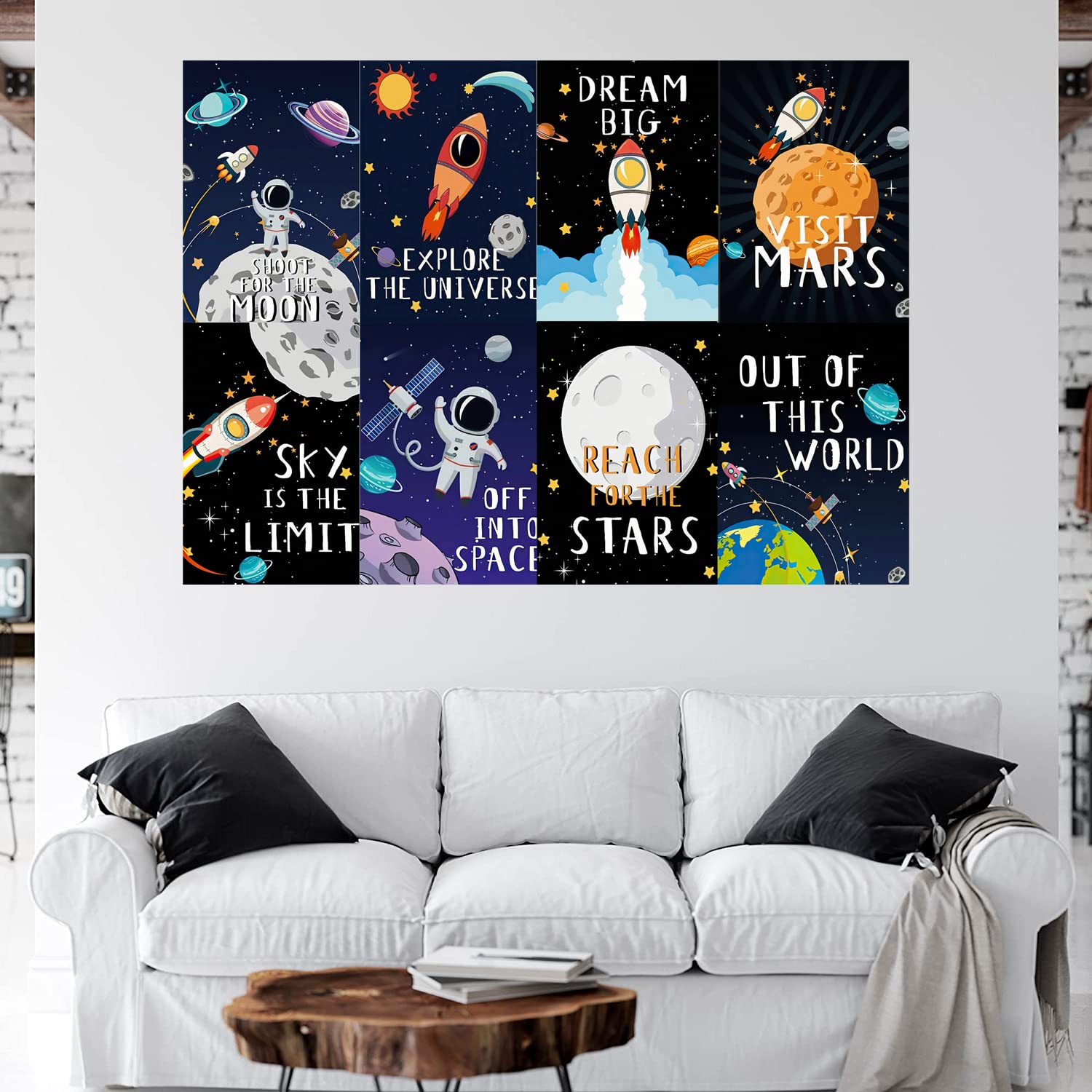 8x12 Inch Tin Wall Decor Astronauts-Signs Outer-Space Metal-Arts ...
