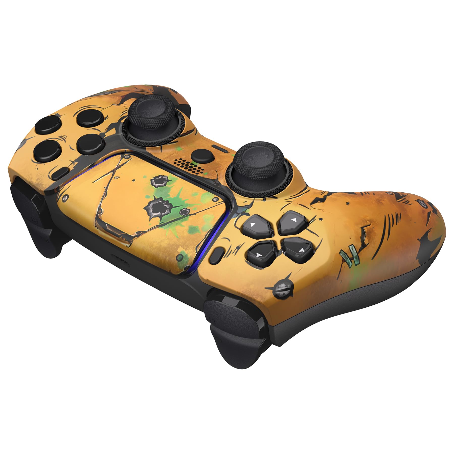 eXtremeRate Luna Cover per ps5 Controller Joystick,Shell Frontale Touchpad Ricambio,Scocca Ridisegnata&Anelli per ps5 Joypad BDM 010/020/030/040/050-Waste Land