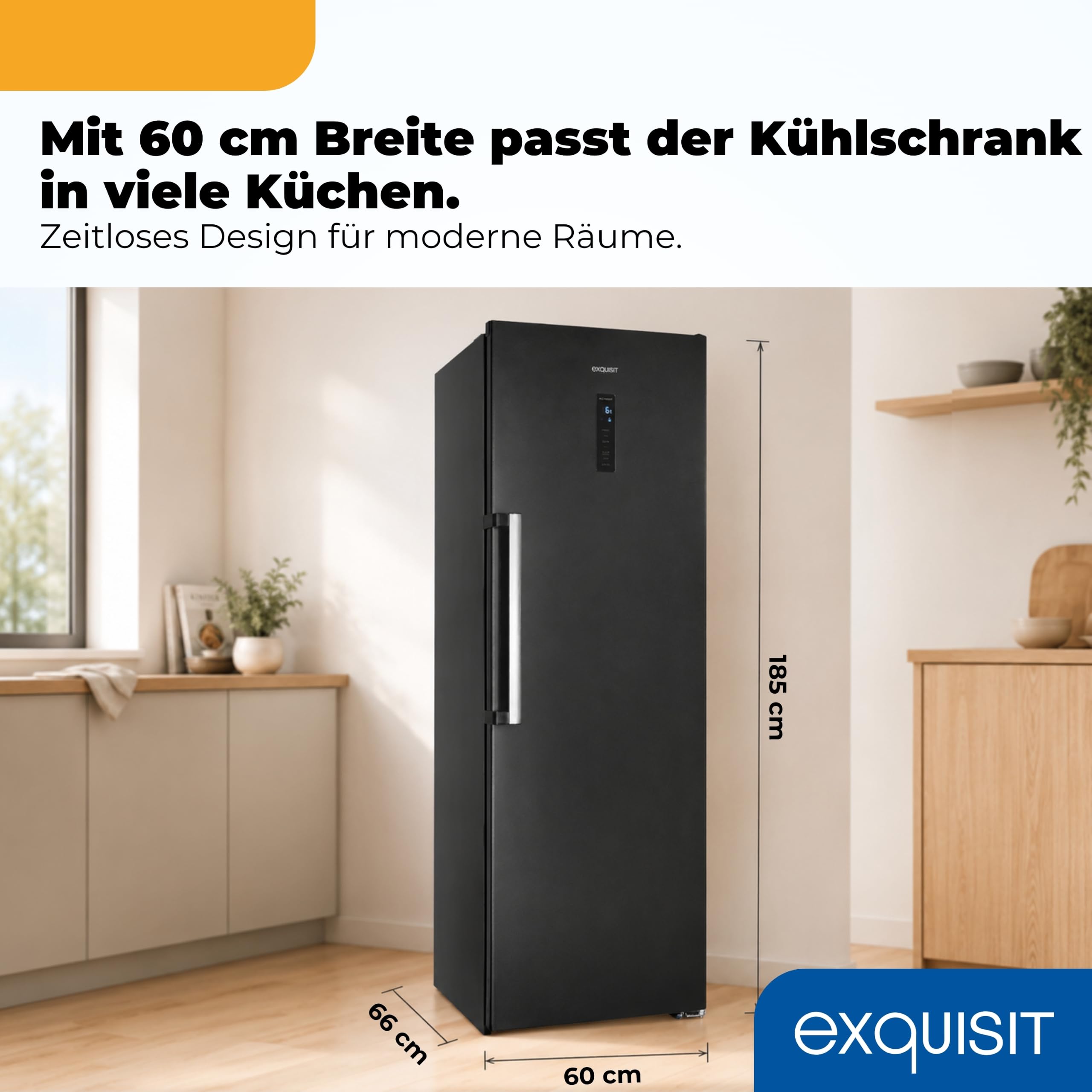 Exquisit Vollraumkühlschrank 359 l No Frost | Energieklasse C | Super-Kühlen | digitale Temperaturanzeige | LED-Beleuchtung | KS5360-V-HE-040C inoxlook-az | Inoxlook-az