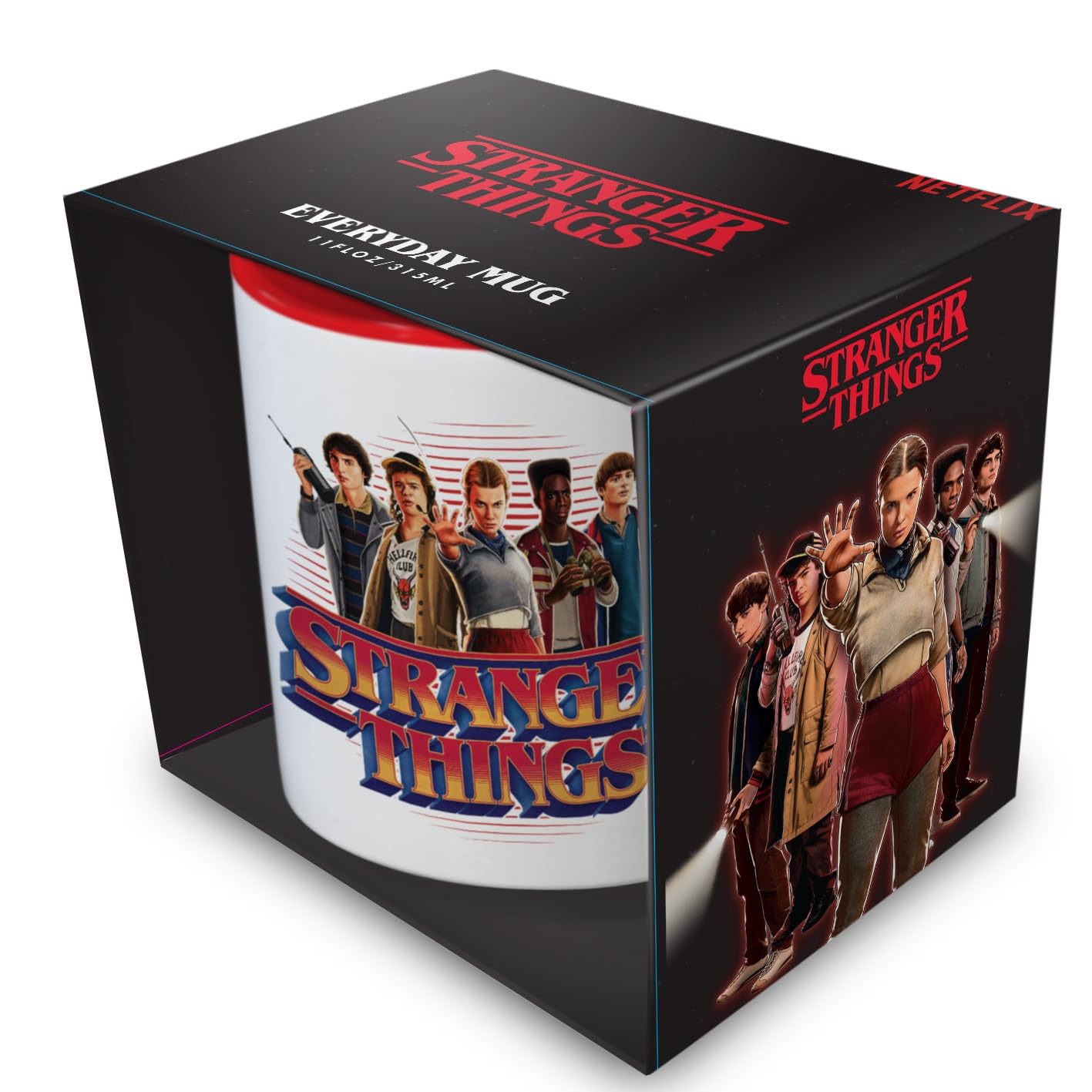 Pyramid International Stranger Things (Cast) Red Coloured Pod Mug, Official Licensed Netflix Drinkware, 11oz/315ml Ceramic Mug with Iconic Cast Artwork, One Size