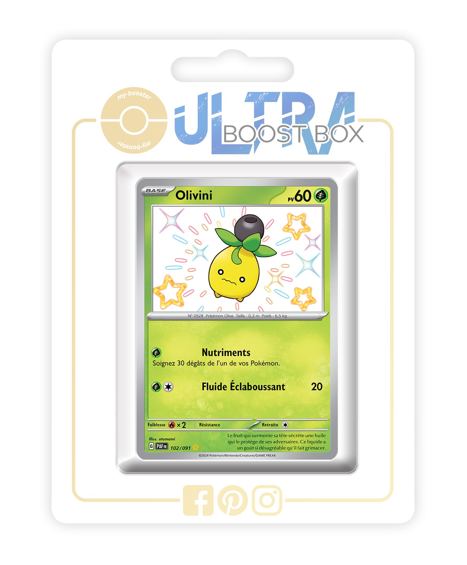 Olivini (Smoliv) 102/091 Shiny - my-booster X Écarlate et Violet 4.5 - Destinées de Paldea Box of 10 Pokemon French Cards