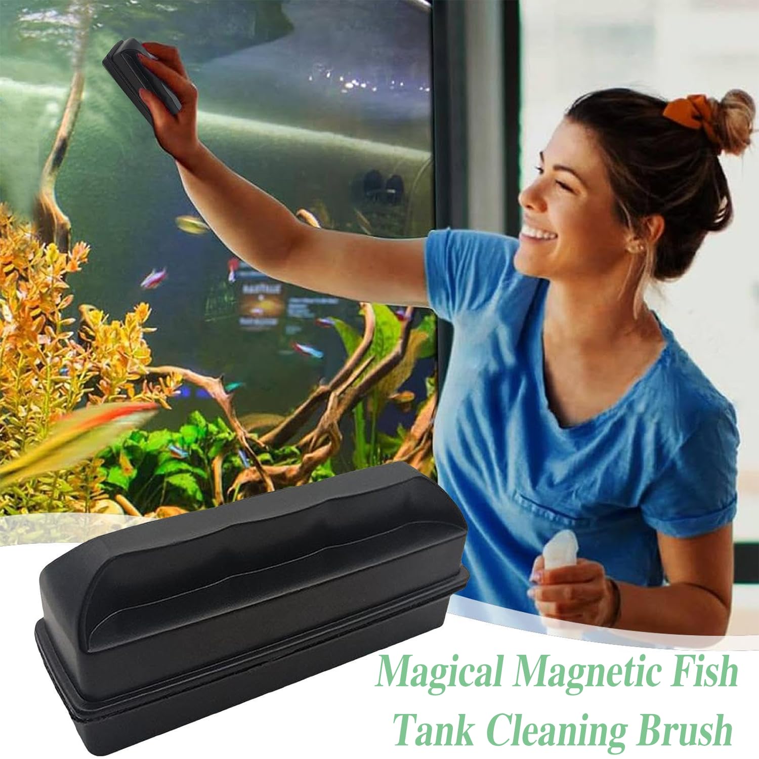 Aquarium Verre Brosse magnétique Forte Nettoyeur de vitre magnétique pour algues Nettoyeur de vitre magnétique pour Aquarium Convient pour Le Nettoyage du Verre d'une épaisseur de ≤10 mm