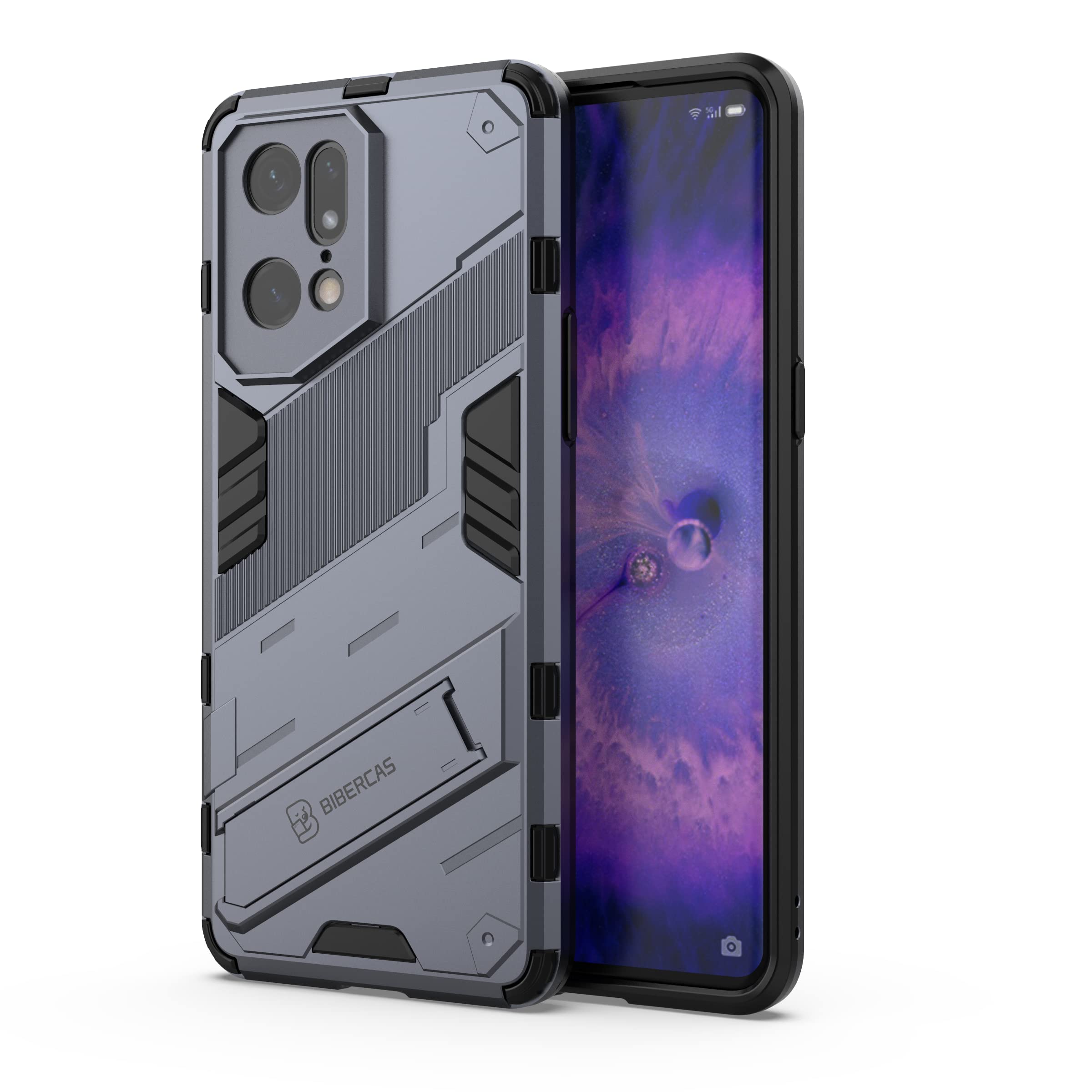 Custodia TingYR Per Oppo Find X5 Pro Con Supporto Pieghevole: Antiurto Doppio Strato TPU/PC, Protezione Rinforzata Agli Angoli (Rosso) - 3