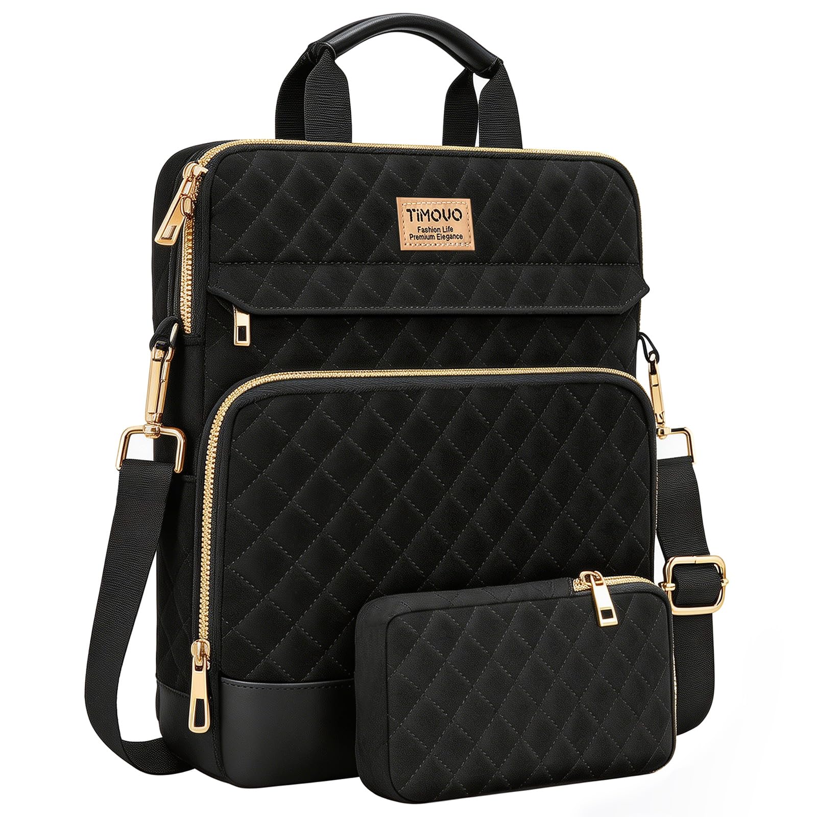 TiMOVO Funda para Portátil MacBook Neo de 13 Pulgadas 2026 Modelo A3404 con Chip A18 Pro, Bolsa con Correa para Hombro y Bolsillo Pequeño Extraíble, Negro