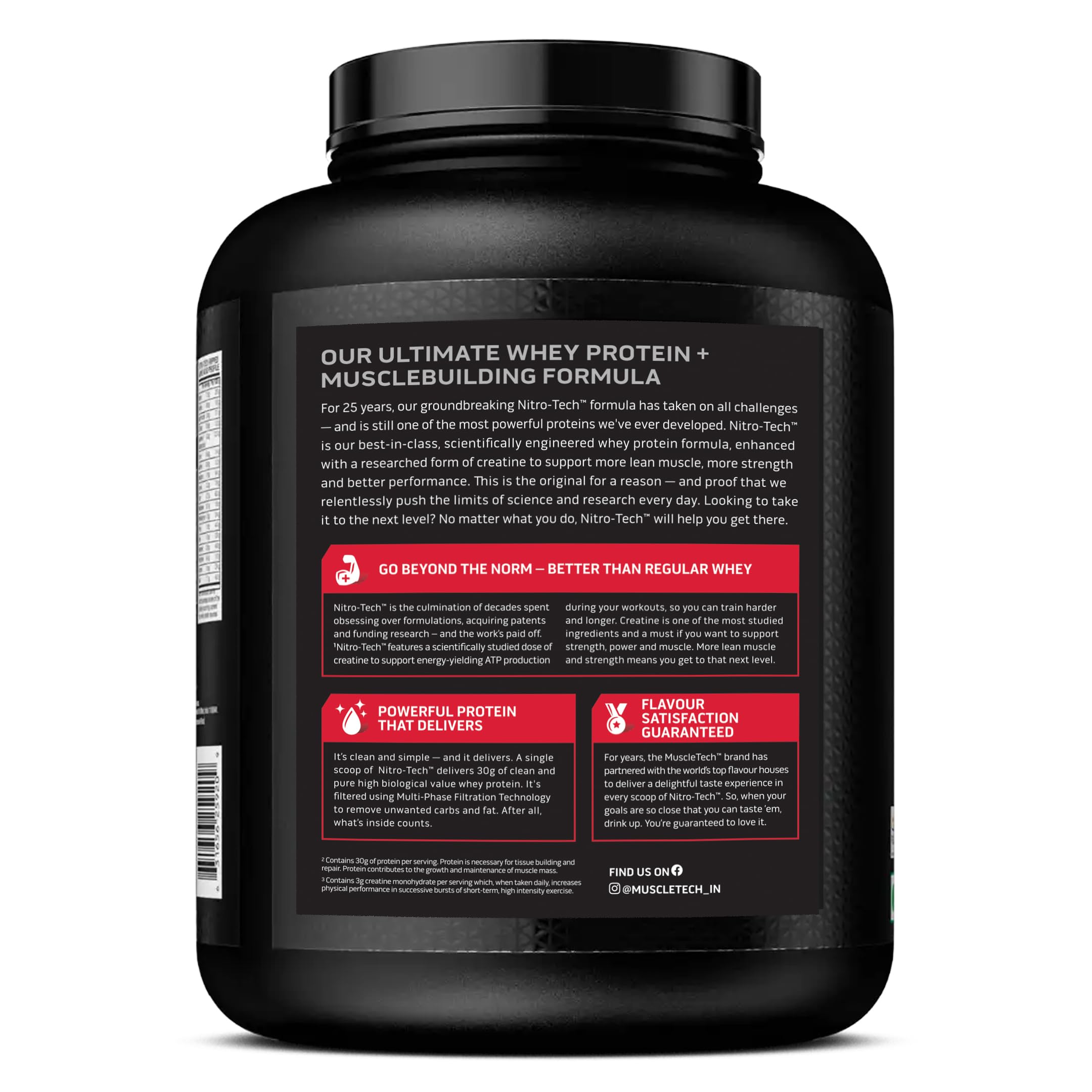 MuscleTech Nitro-Tech Whey Protein, 1.72kg (3.8lbs), Vanilla Cream, 30g Protein, 3g creatine monohydrate, 6.7g BCAA, ultimate muscle building formula, increase strength & performance — Amazon image 8