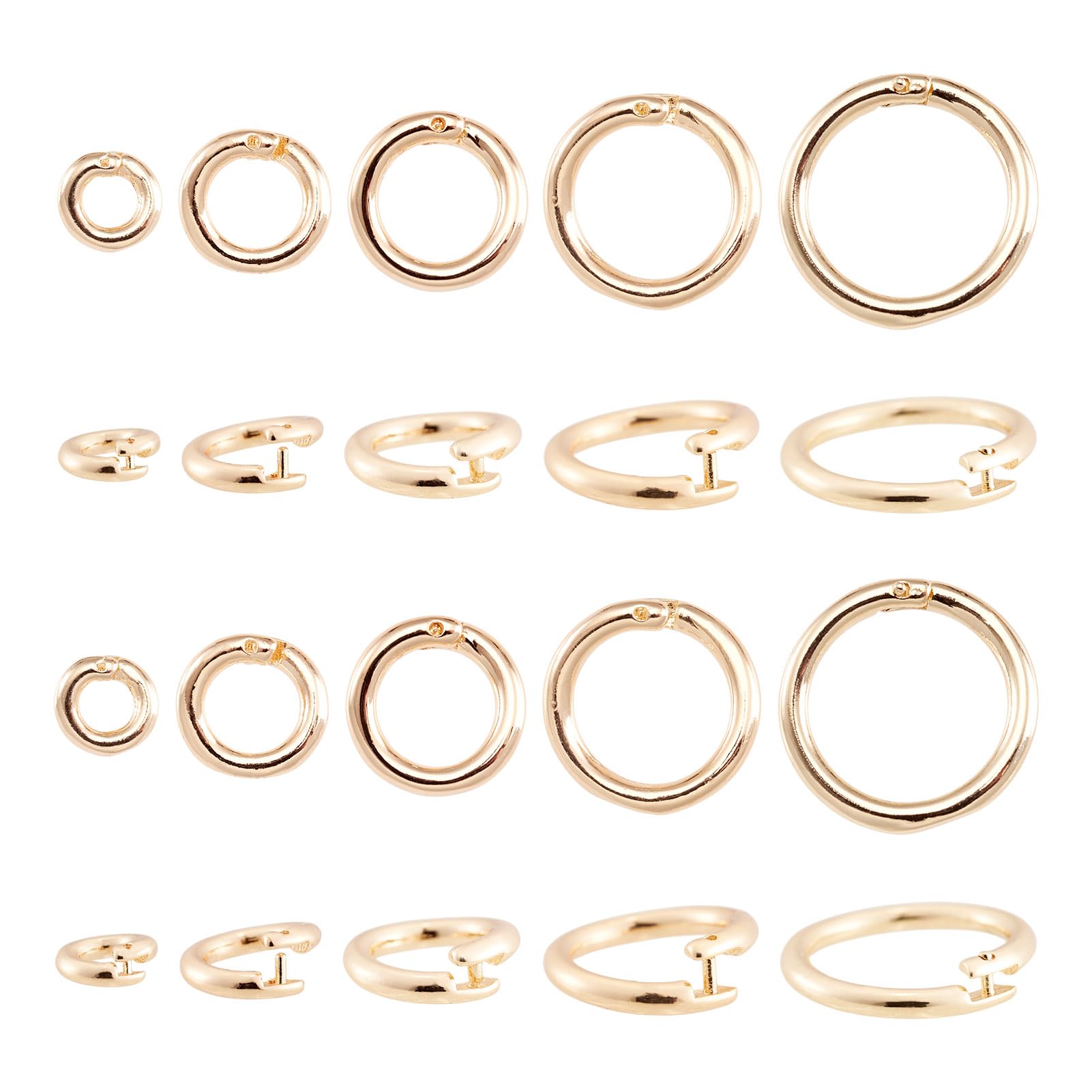 Anneaux ouverts de verrouillage en laiton plaqué or 14k Beadthoven pour bijoux