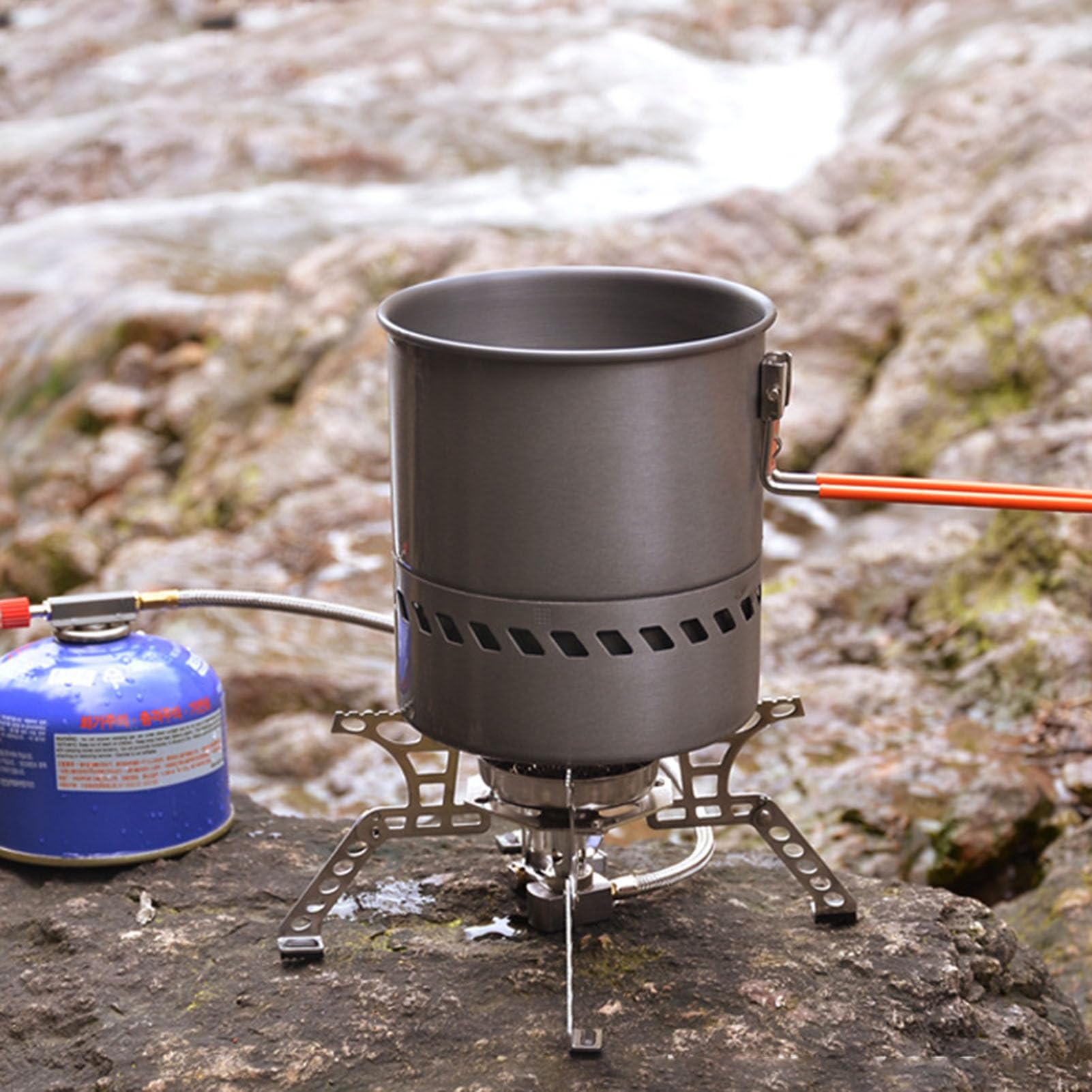 Olla de Senderismo Estufa Portátil De 1,5 L Para Senderismo | Equipo De Cocina Para Fogata para Familia y Amigos Senderismo Acampada Picnic al Aire Libre