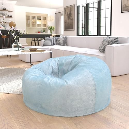 Miniatura 72 de Flash Furniture Puf de gran tamaño para niños y adultos, juego de 1, sherpa natural Negro -,Negro Peludo,Blush Peludo,Marrón,Camouflaje,Azul
