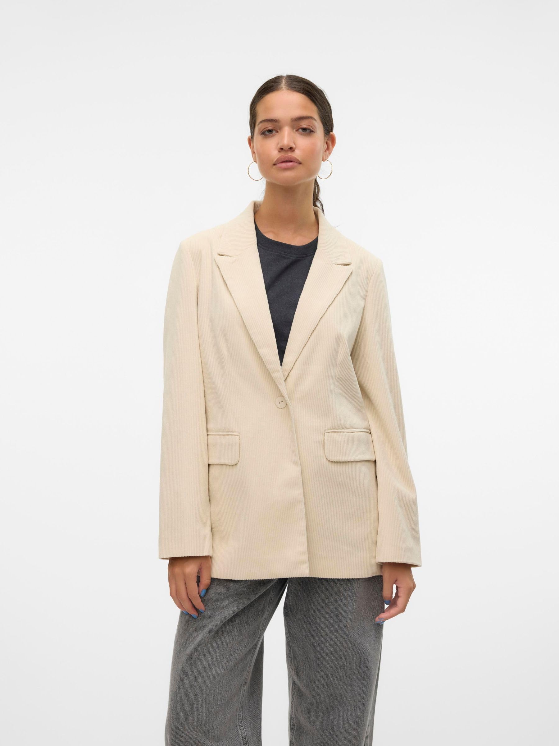VERO Moda Damen Vmnora Ls Loose Corduroy Blazer Vmnora Ls Loose Corduroy Blazer (1er Pack)