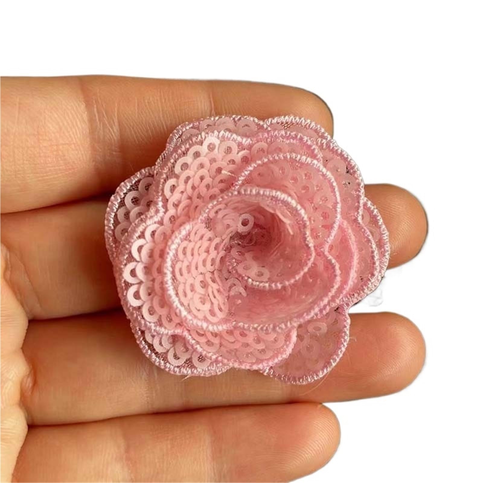 Wtaxbh Color 9 Iron On Patches 8Pcs/4Cm 3D Sequin Flowers Lace Appliques Sew On Patches,Small Rose Fabric Embroidery Sewing Supplies For Dress,Clothing,Shoe(Color 9)