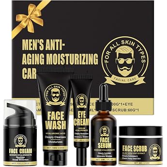 Face Care Set for Men, Skincare Set Men, Gentle Cleansing and Nourishing Skin Care Men's Gift Set, 5-Piece Including Cleansin