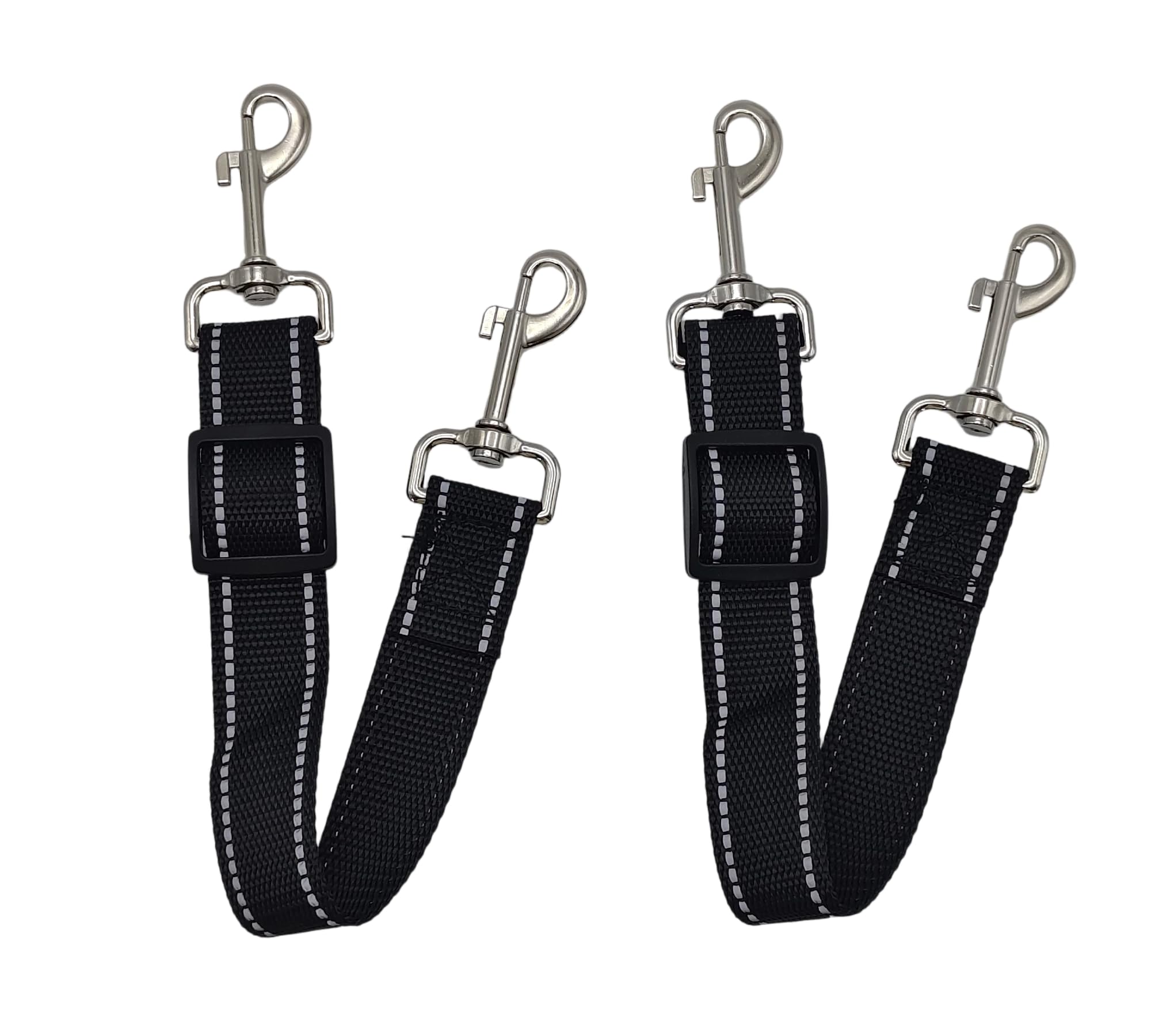 2 Pcs Dog Collar Clips, Black Double Ended Lead, Pet Collar Connector, Adjustable Double Clip Lead for Dogs, Collar to Harness Safety Link, Double Ended Backup Clasp Clip for Pet Walking Training