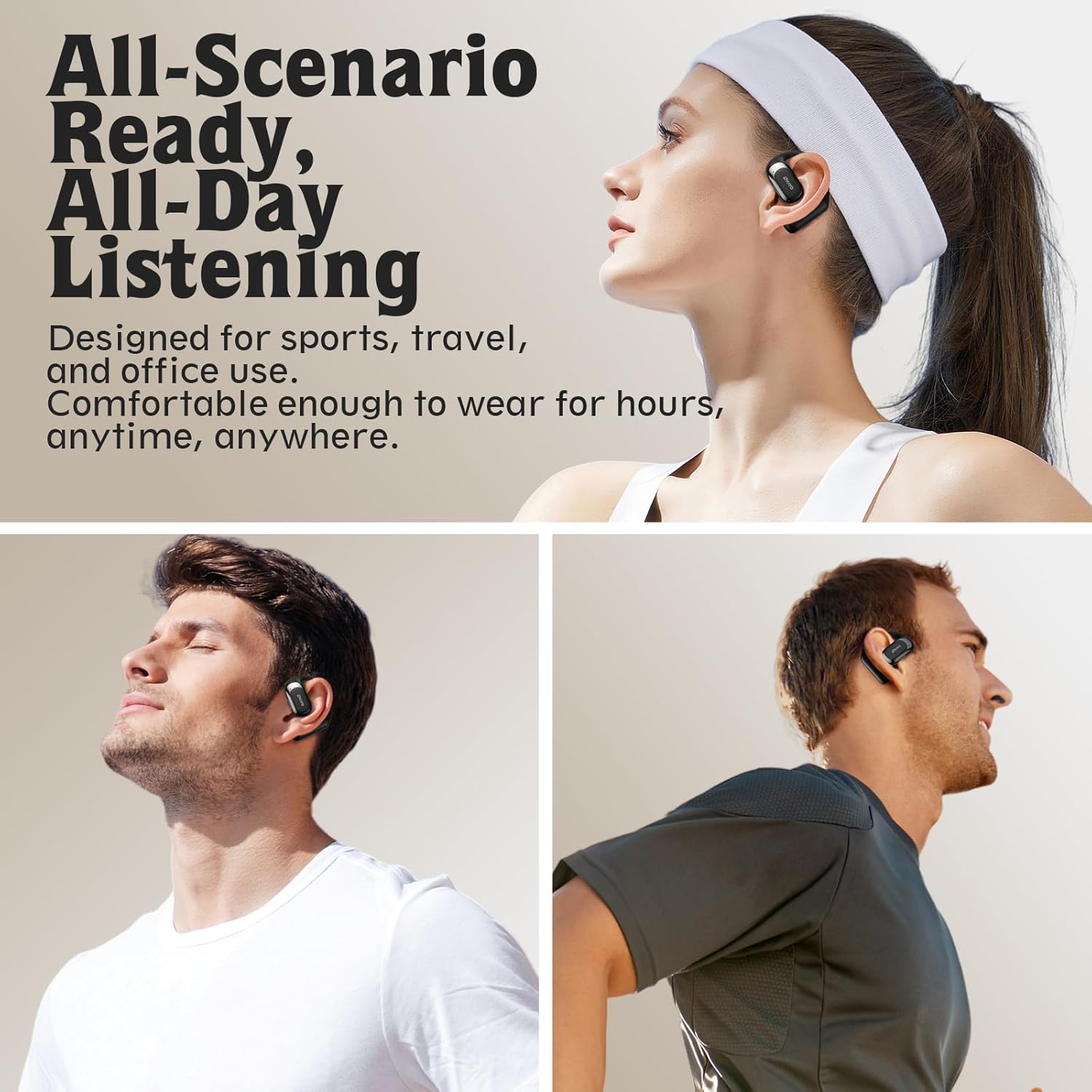 Open Ear Headphones,Over Ear Earbuds with Ergonomic Earhook,Bluetooth Headphones 5.4 with Smart Digital Display,40H Playtime,IPX6 Waterproof,Touch Control Operate Fit Cycling,Running,Workout(Black) - Image 7