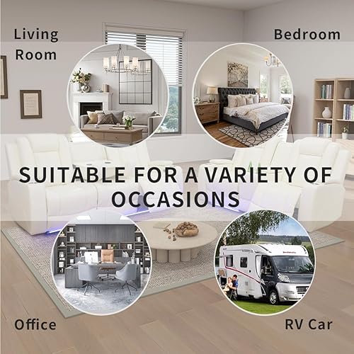 Miniatura 7 de Juego de sofá para sala de estar, sofá de dos plazas con consola de almacenamiento, portavasos, luz LED, puerto USB para apartamento, oficina