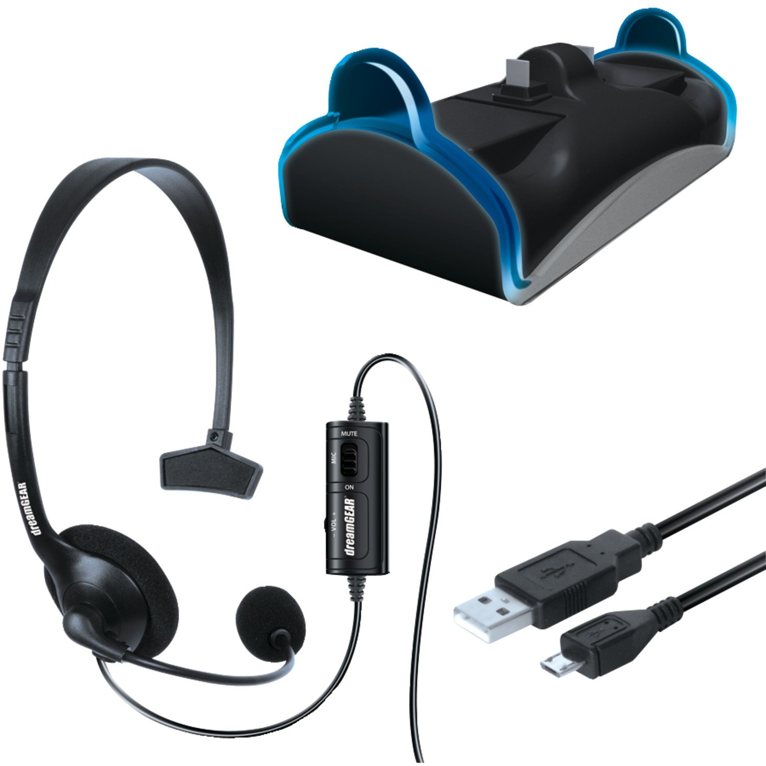dreamGEAR PlayStation 4 Charge and Chat Bundle