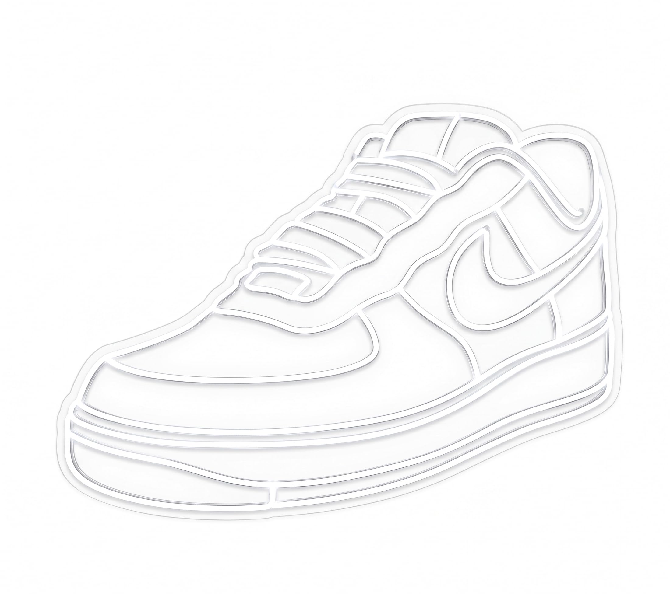 Lámpara LED Decorativa de Pared en Forma de Zapatilla Deportiva, Luz Neón Blanca, Diseño Moderno, 80x60 cm, Alimentador 12V
