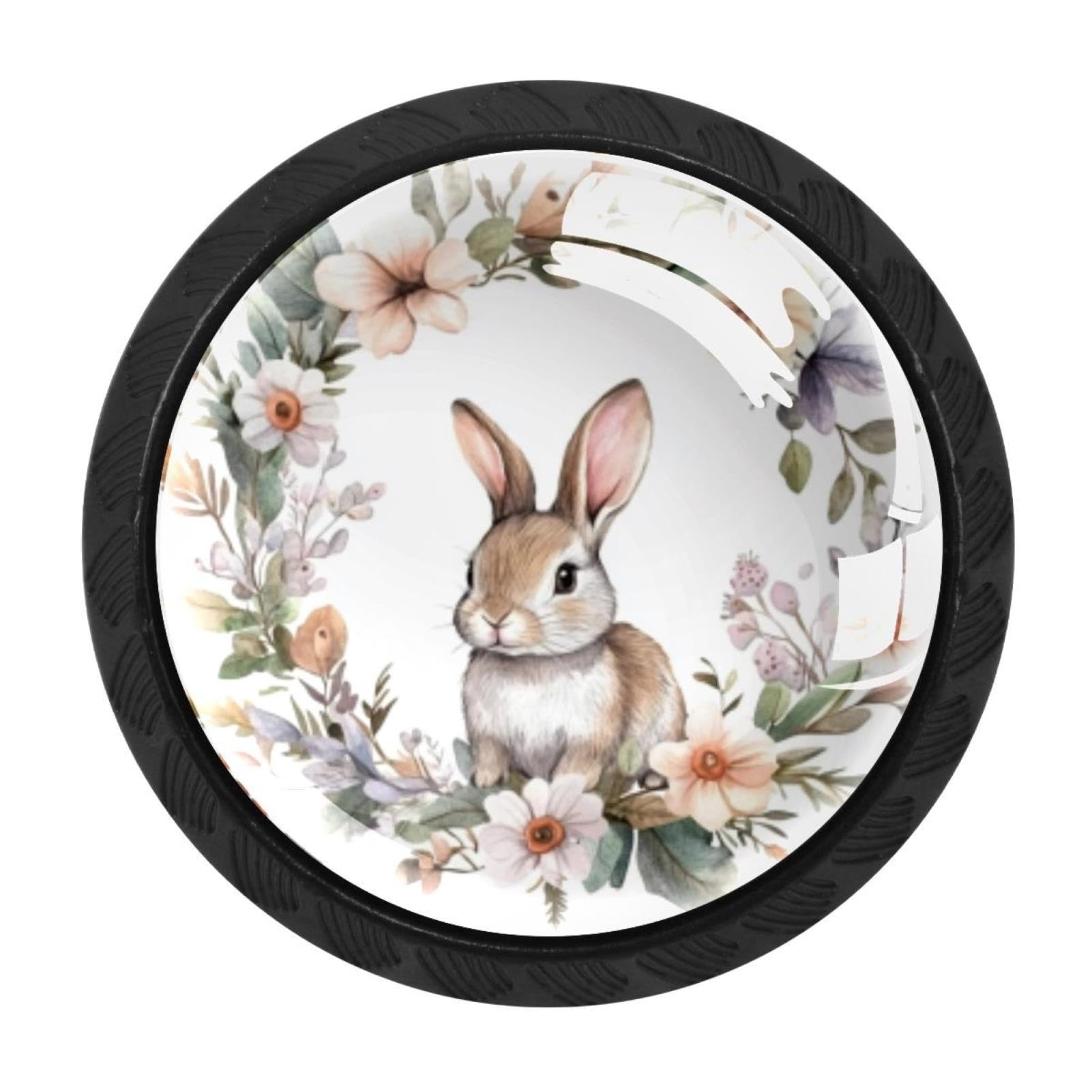 CHENZZZZ Cute Baby Animal Bunny Rabbit Drawer Knobs Pull Handle Crystal Glass Circle Shape Cabinet Drawer Pulls Cupboard Knobs with Screws for Kitchen Cupboard Dresser Wardrobe etc