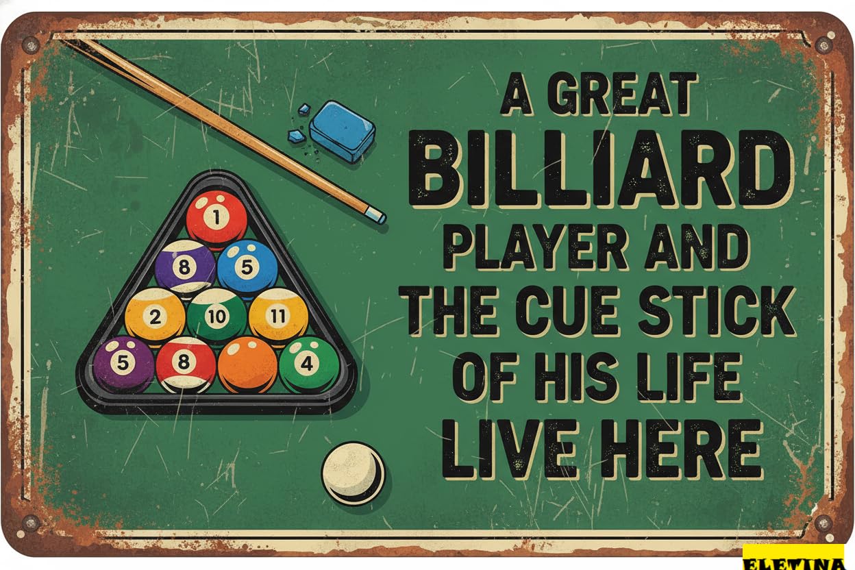 Vintage Metal Tin Sign Billiards Age S Billiard Room Decor S Home Poster Wall Art Pub Bar Decor 12 X 8