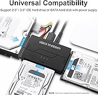 Vista 2 de SATA IDE to USB 3.0 Adapter for 2.5/3.5 HDD/SSD Hard Drive Disk, Hard Drive Reader Ultra Recovery Conveter Cable Universal Data Transfer SATA to USB