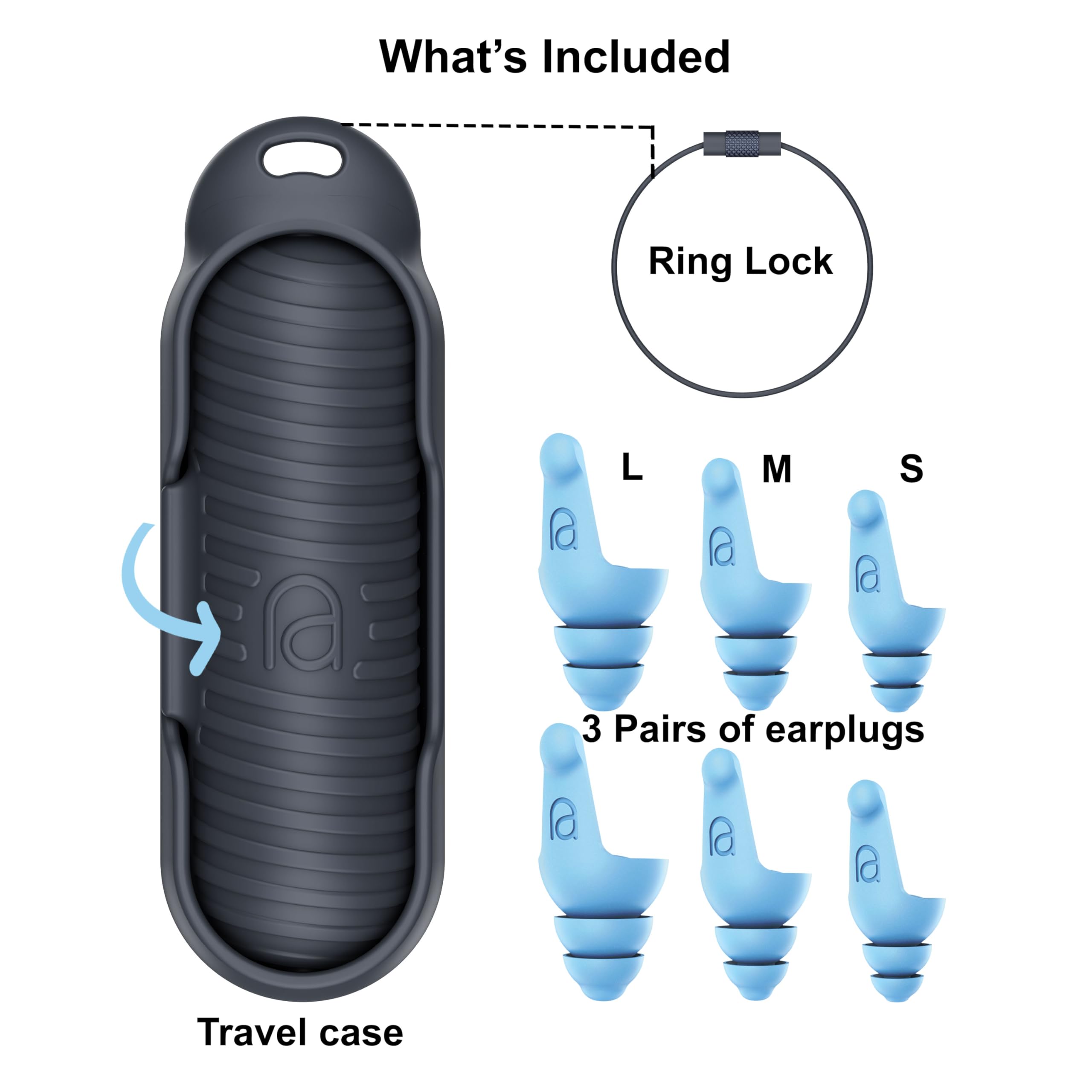 Mixx Assitive Audio Flight Earplugs – Premium Noise Reduction for Travel | Hypoallergenic Silicone | Comfortable, Reusable & Portable with Travel Case – Ideal for Airplane, Work & Sleep
