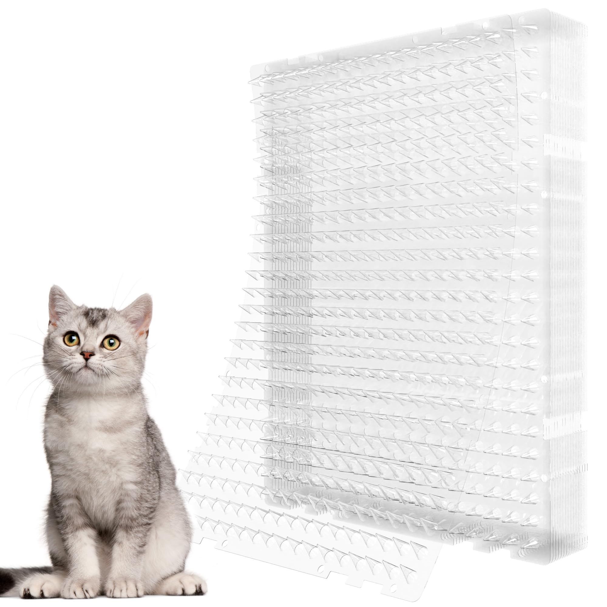 Anti Gatos Juego de 16 Rejillas Pinchos para Gatos: Duradera para Uso en Interiores y Exteriores para jardín, parterres y repisas de balcón