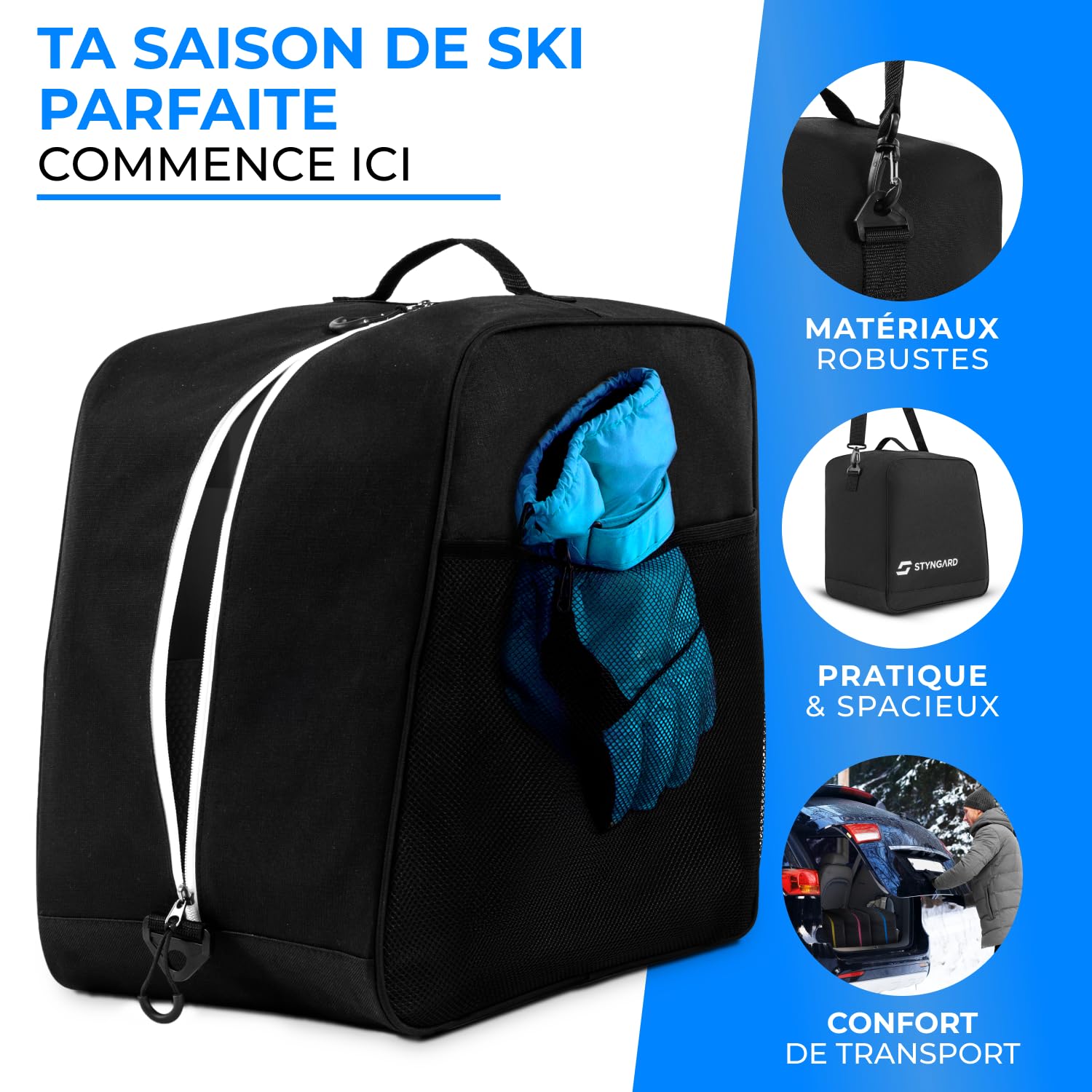 STYNGARD Housse Chaussures de Ski 38 L Sac à Chaussures de Ski avec Compartiment pour Bottes modèle Cortina
