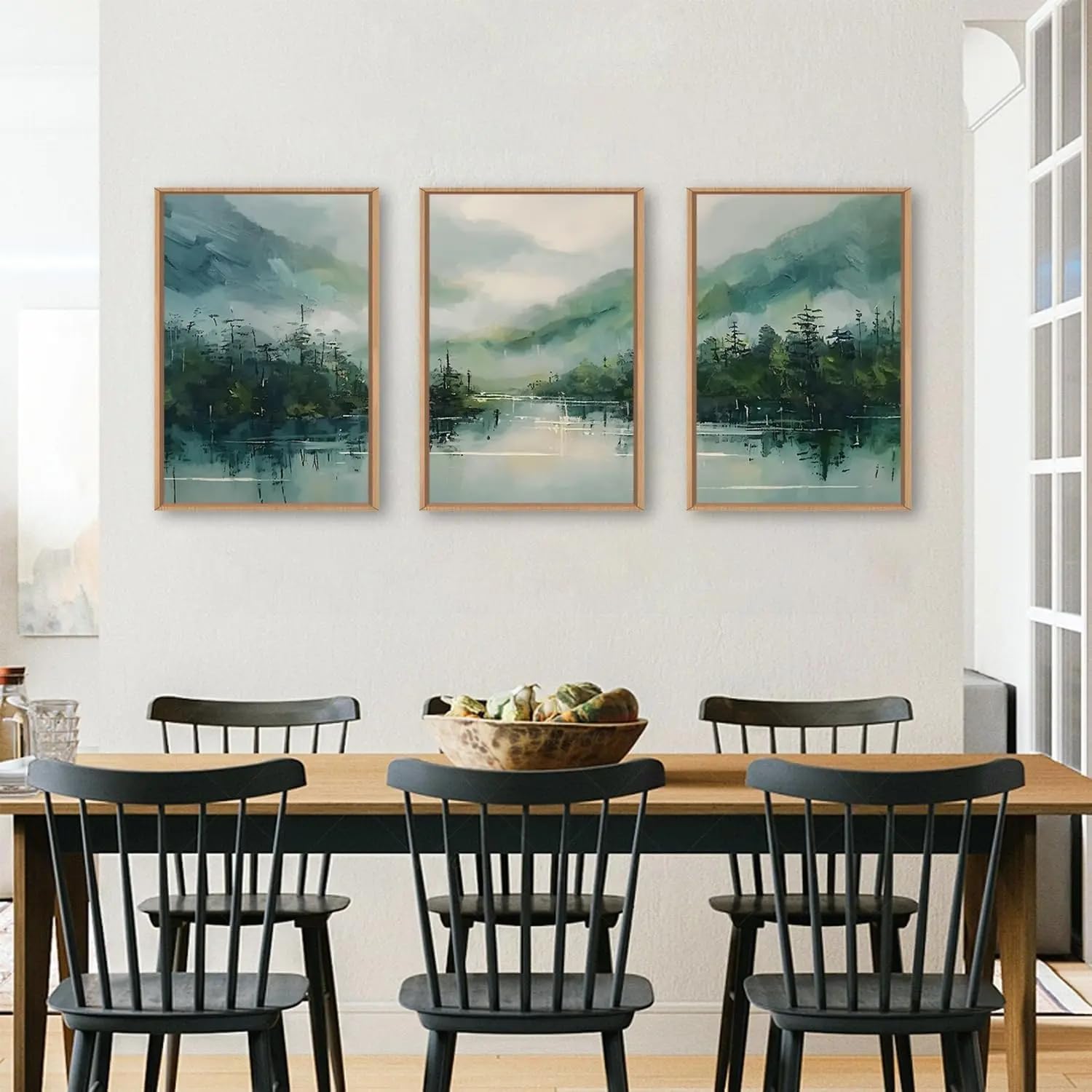 LTjiajuypd Watercolor Landscape Wall Art Natural Green Forest Abstract Modern Pine Trees Home Decoration(30x50cm-3Pcs)