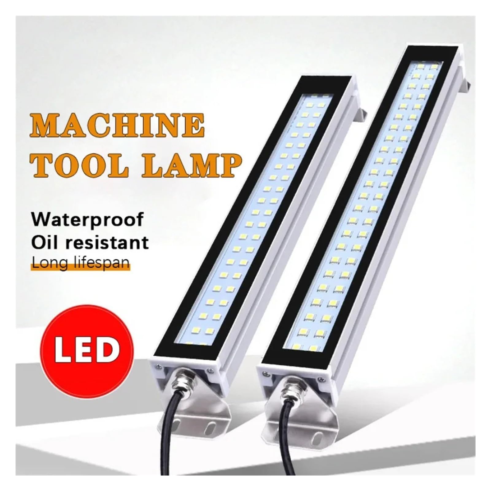 Lampe de travail LED 24-230 V for machine-outil, étanche à l'huile, éclairage de tour CNC, lampes LED en alliage d'aluminium pour atelier/garage(L53cm-Cool white,AC110-230v)