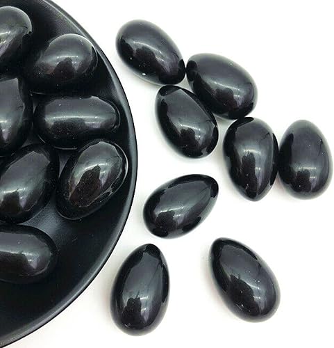 Miniatura 4 de Huevos de piedras preciosas de cristal, piedra de cristal natural de obsidiana negra en forma de huevo de terapia de masaje de chakras, curación de