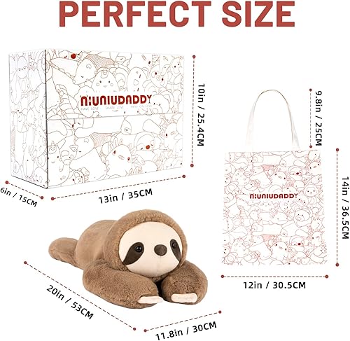 Miniatura 7 de Niuniu Daddy - Peluche con peso de perezoso para la ansiedad, almohada grande de 20 pulgadas para niños y adultos, juguete tierno como regalo