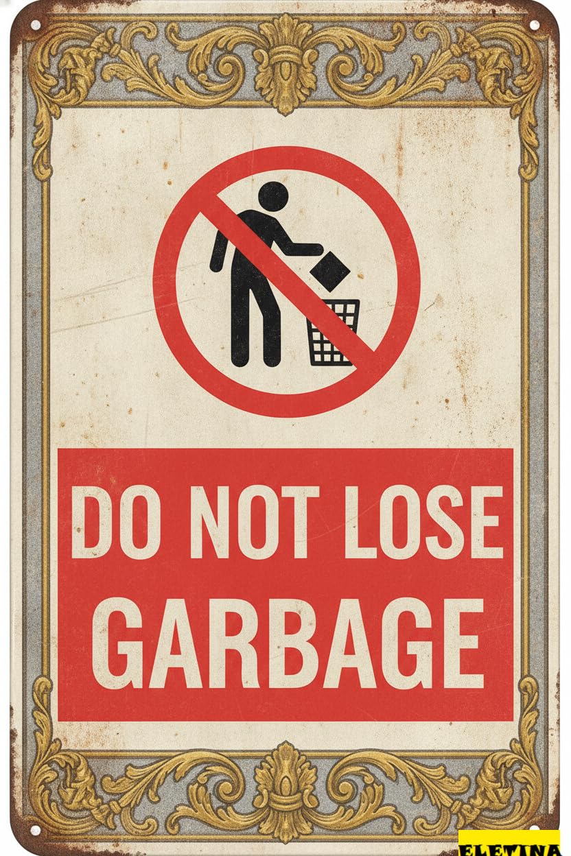 Personalized Sign for Man Cave Warning Do Not Lose Garbage Aluminum Metal Caution Warning Beware Art Wall Plaque Yard Road Street Outdoor Driveway 8x12in Business Metal Art Private Property Decorative