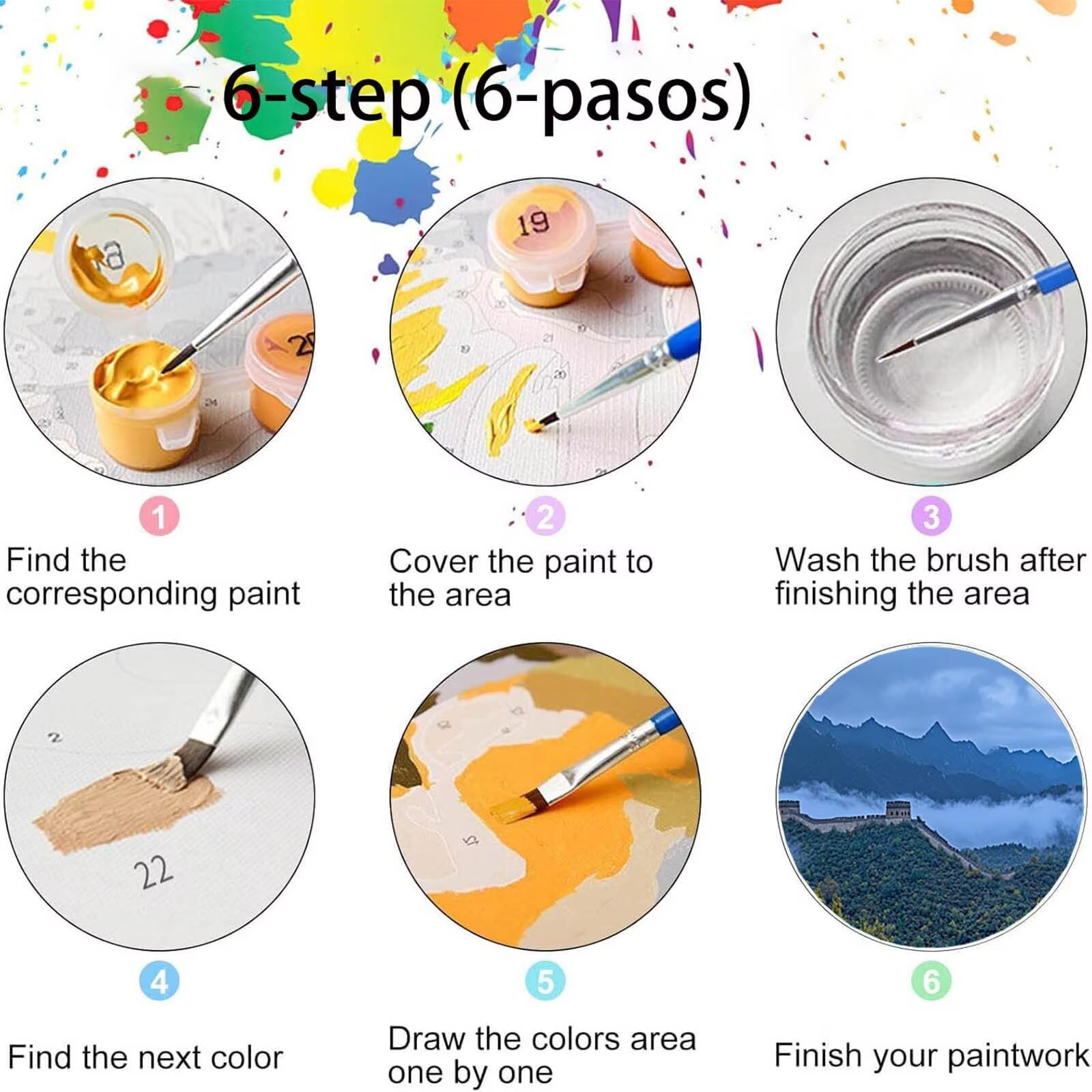 Pintar por Numeros Adultos Gran Muralla, Pintar por Numeros Niños Kit Manualidades Adultos Paisaje Cuadros para Pintar por Numeros Pintura Acrílico, Cuadros Decoracion Salon Modernos 80X160cm 7w-6-I