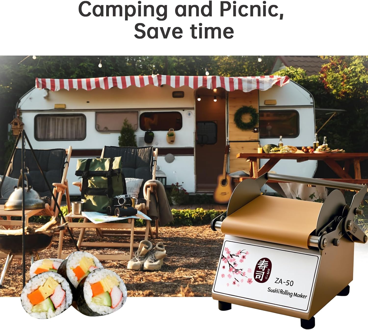 Kolice Commercial Sushi Making Kit, Manual Round Sushi Rolling Machine, DIY Sushi Maker, Commercial Sushi Maker for Restaurants/Buffet