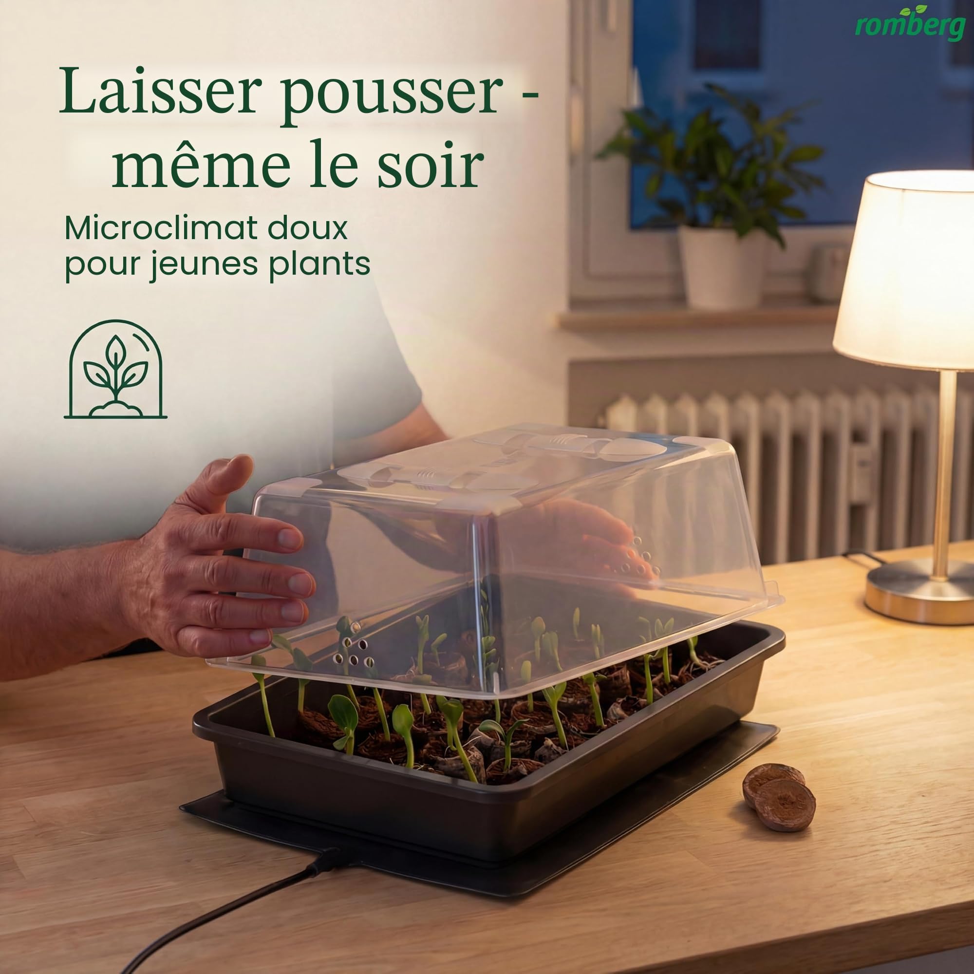 Romberg Thermo M Serre avec Tapis Chauffant, Couleur Anthracite, gouttières d'eau, Curseur dans la Maison,