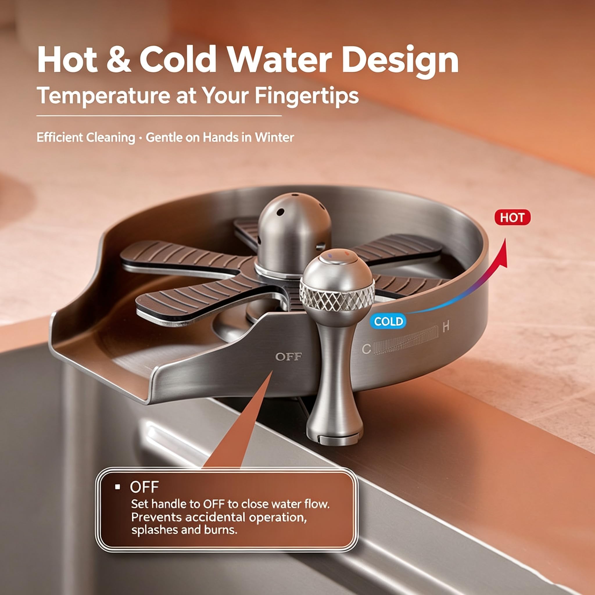 Escurridor De Vasos para Fregadero De Cocina, Estropajo De Acero Inoxidable para Tazas, Diseño De Drenaje con Inclinación Suave De 10°/Agua Fría Y Caliente, Limpieza Envolvente De 360°